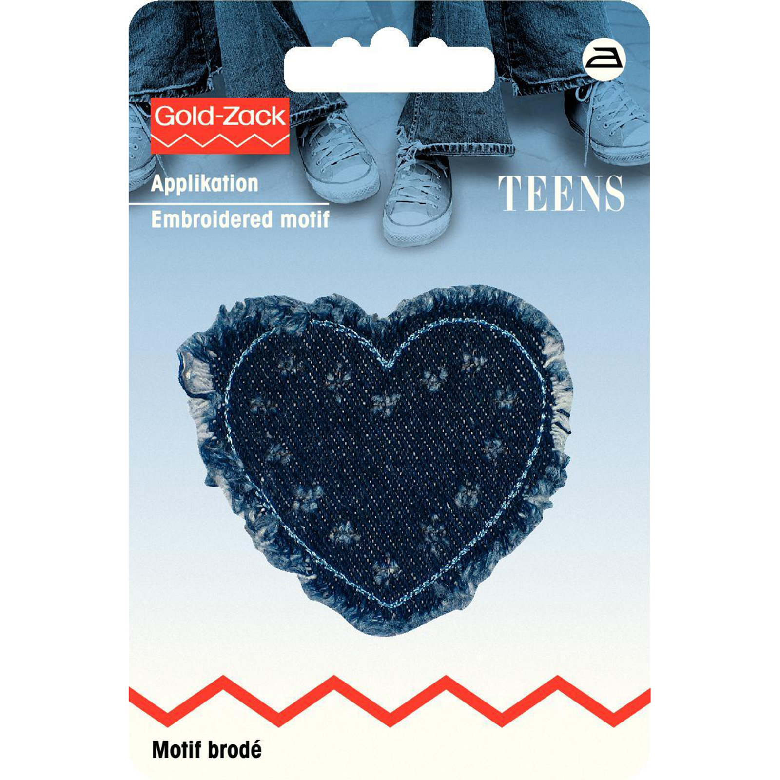 Prym 925611 Applicatie Jeans hart mit bloemen en franjes - Kaart
