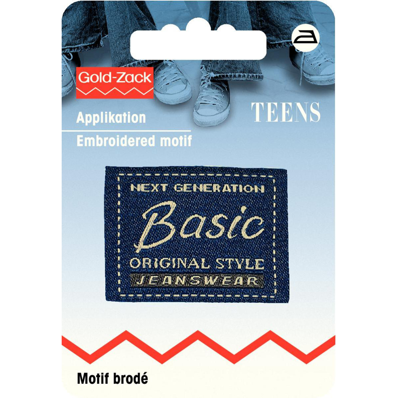 Prym 925667 Applicatie Jeanslabel blauw vierkant Basic Original Style - Kaart