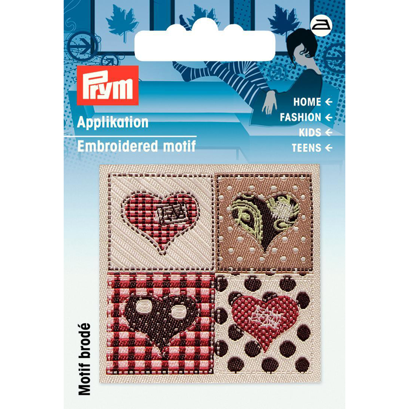 Prym 926049 Applicatie Exclusief handmade label harten bruin/beige - Kaart