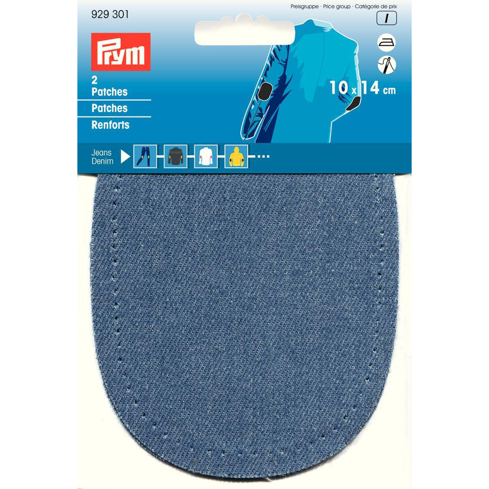 Prym 929301 Patches Jeans (opstrijkbaar) 10 x 14 cm middenblauw - Kaart