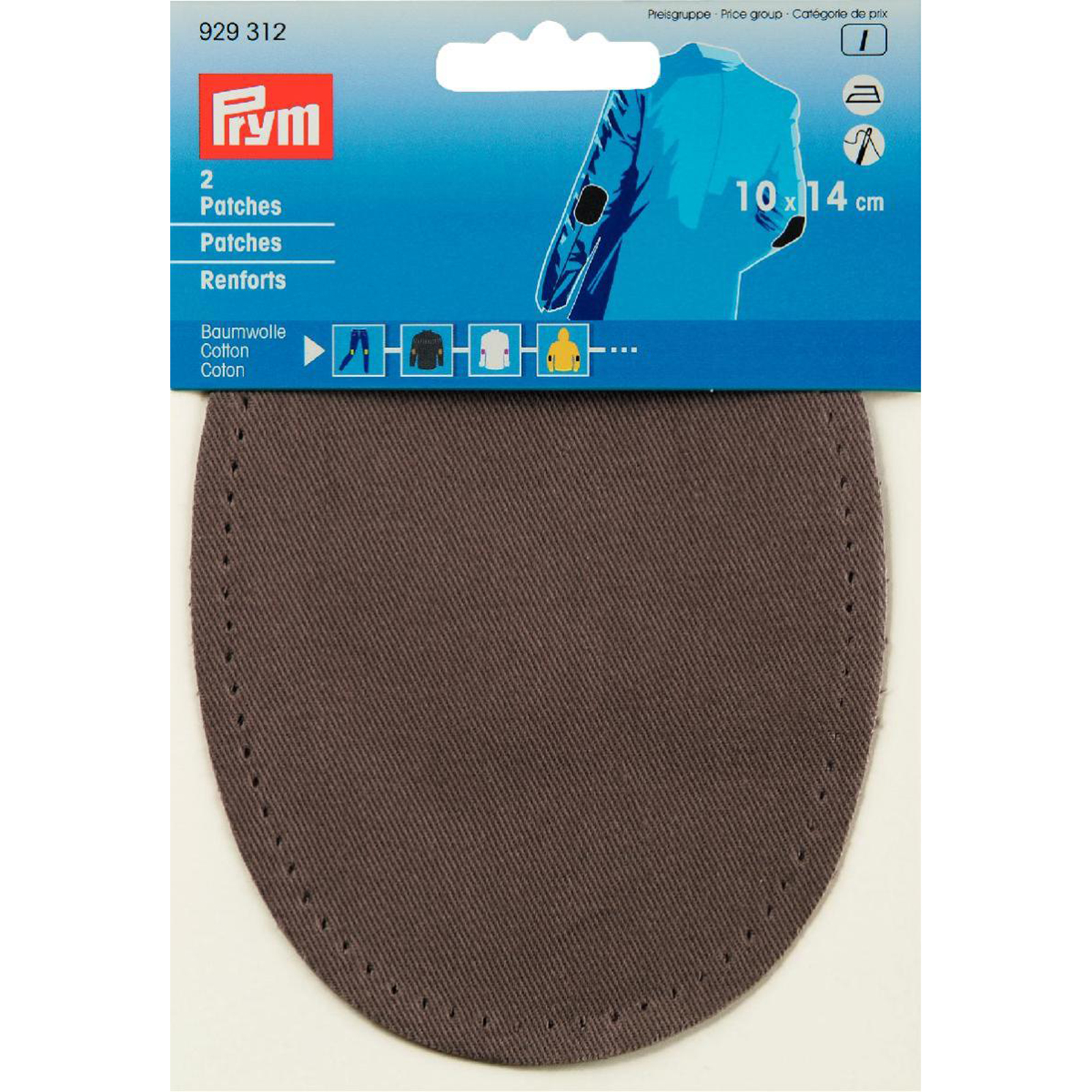 Prym 929312 Patches CO (opstrijkbaar) 10 x 14 cm grijs - Kaart