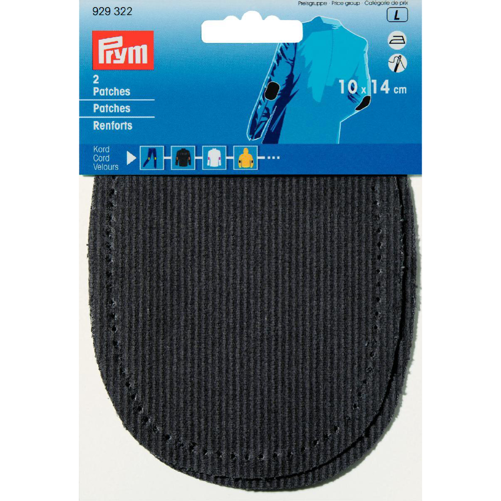Prym 929322 Patches corduroy (opstrijkbaar) 10 x 14 cm grijs - Kaart