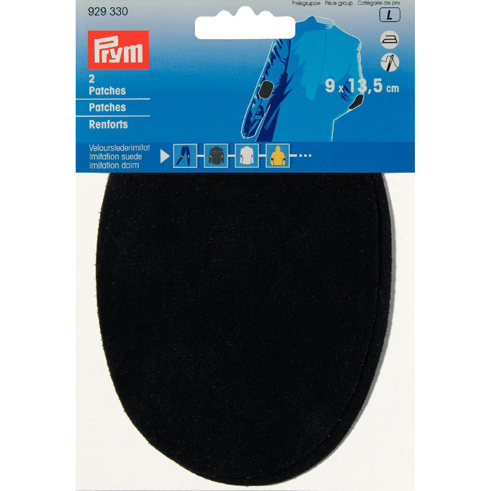 Prym 929330 Patches suèdeimitatie (opstrijkbaar) 9 x 13,5 cm zwart - Kaart