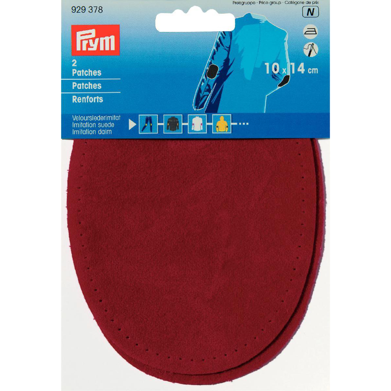 Prym 929378 Patches suèdeimitatie (opstrijkbaar) 10 x 14 cm rood - Kaart