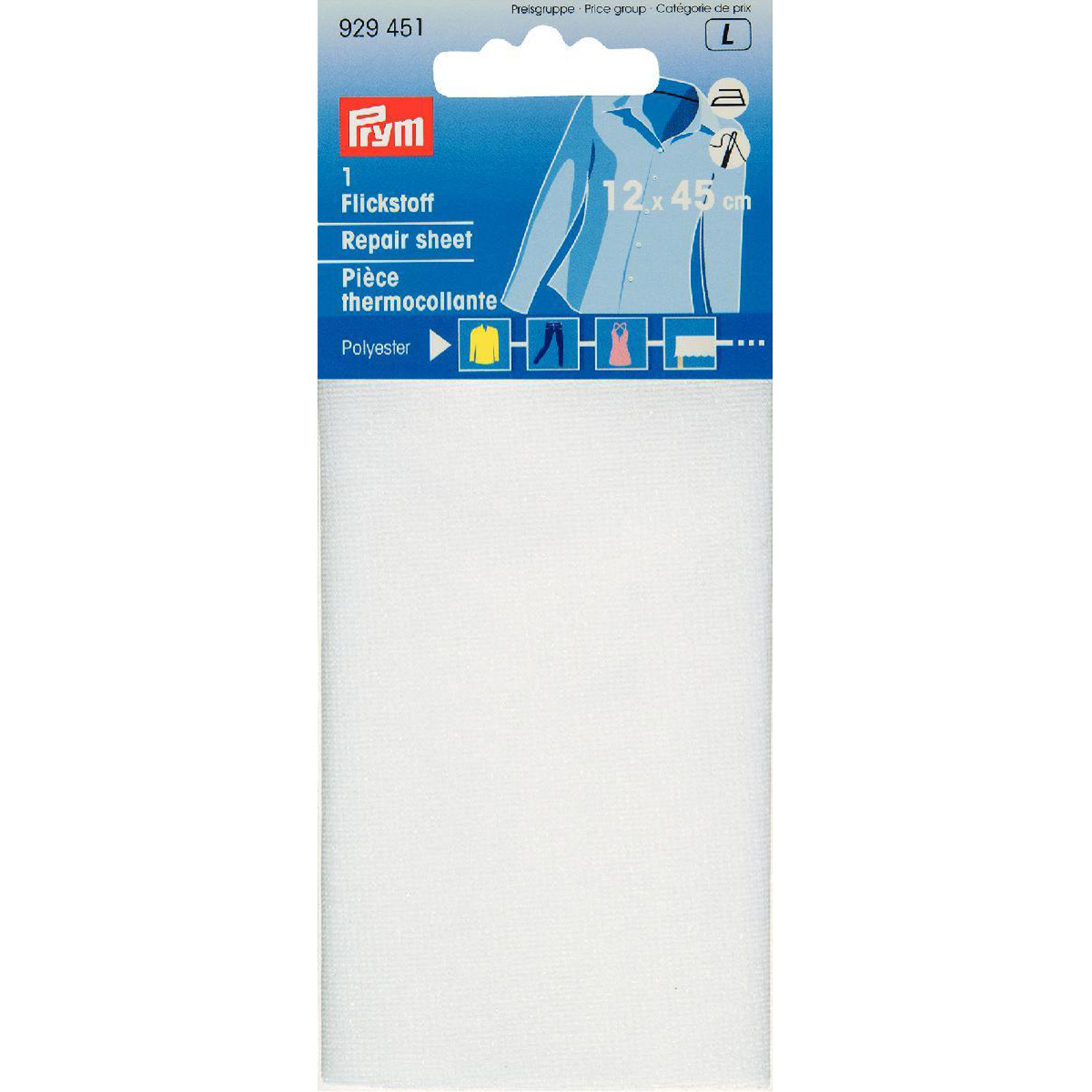 Prym 929451 Verstelstuk PES (opstrijkbaar) 12 x 45 cm wit - Kaart