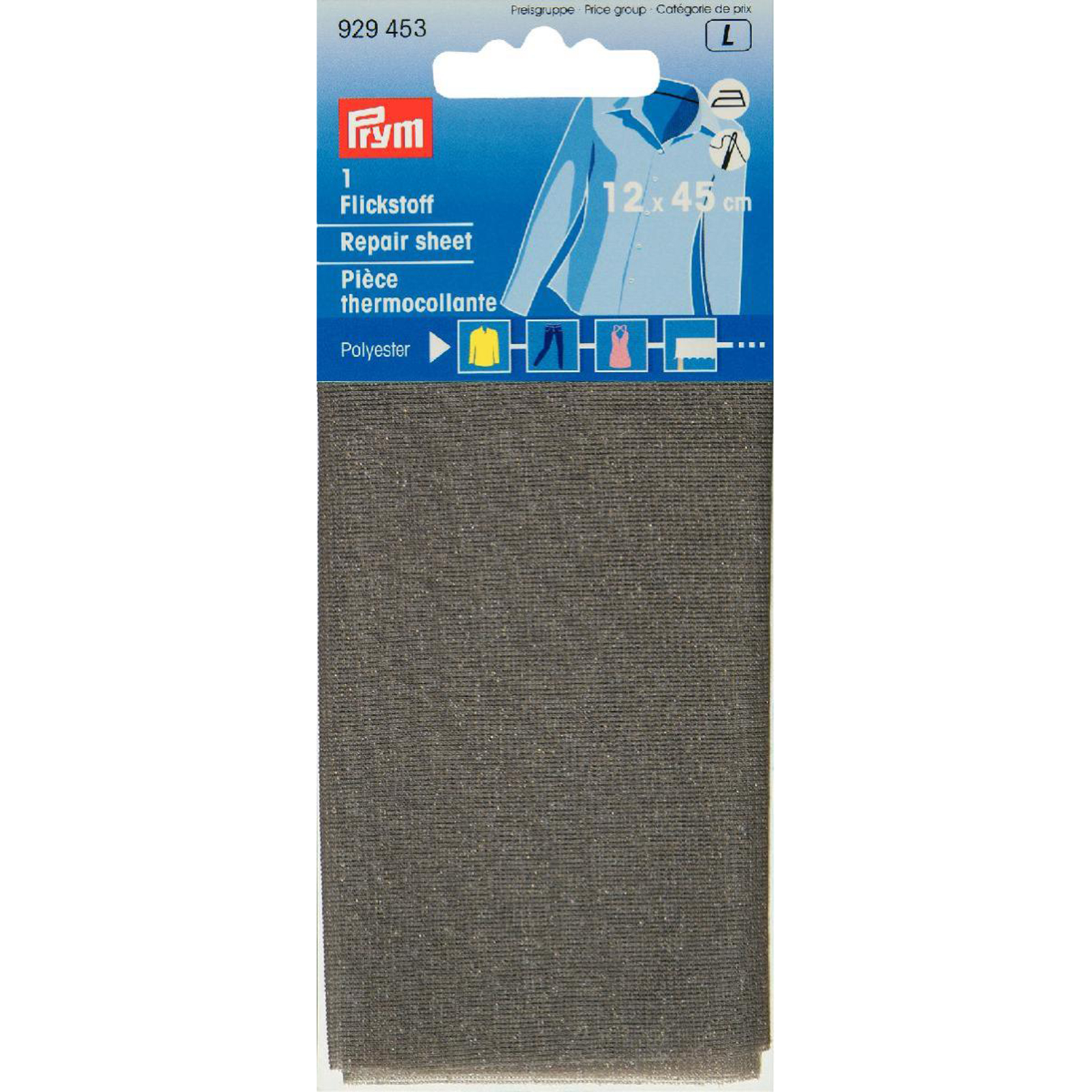 Prym 929453 Verstelstuk PES (opstrijkbaar) 12 x 45 cm grijs - Kaart