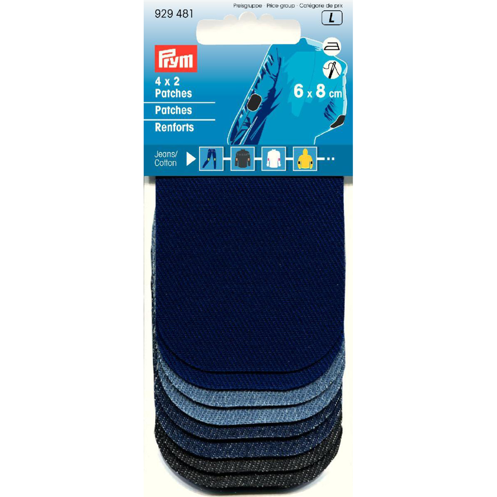 Prym 929481 4x2 Patches Mini (opstrijkbaar) 6 x 8 cm jeans/CO - Kaart