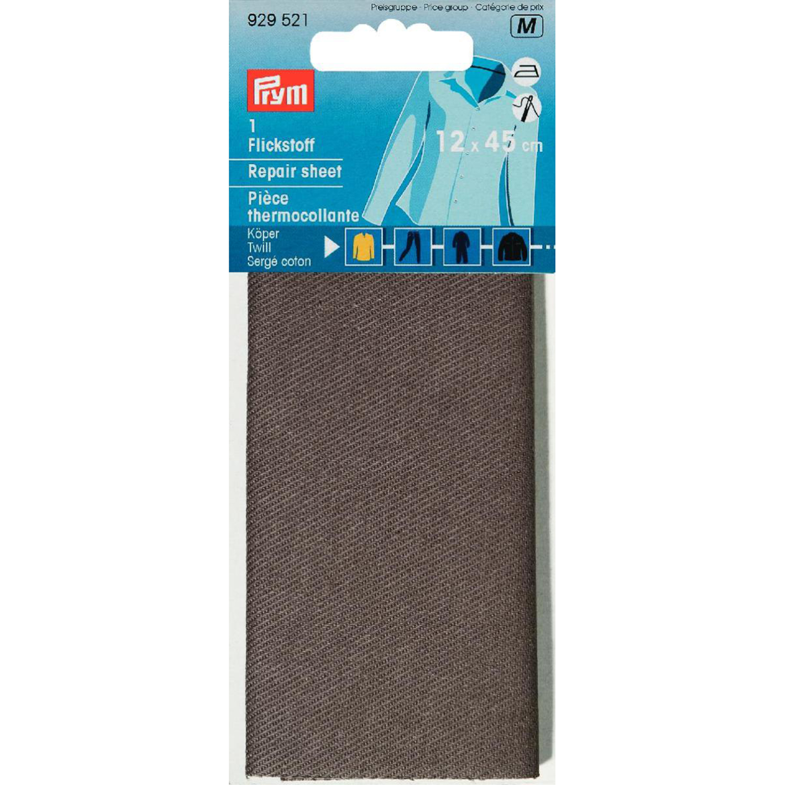 Prym 929521 Verstelstuk keper (opstrijkbaar) 12 x 45 cm grijs - Kaart