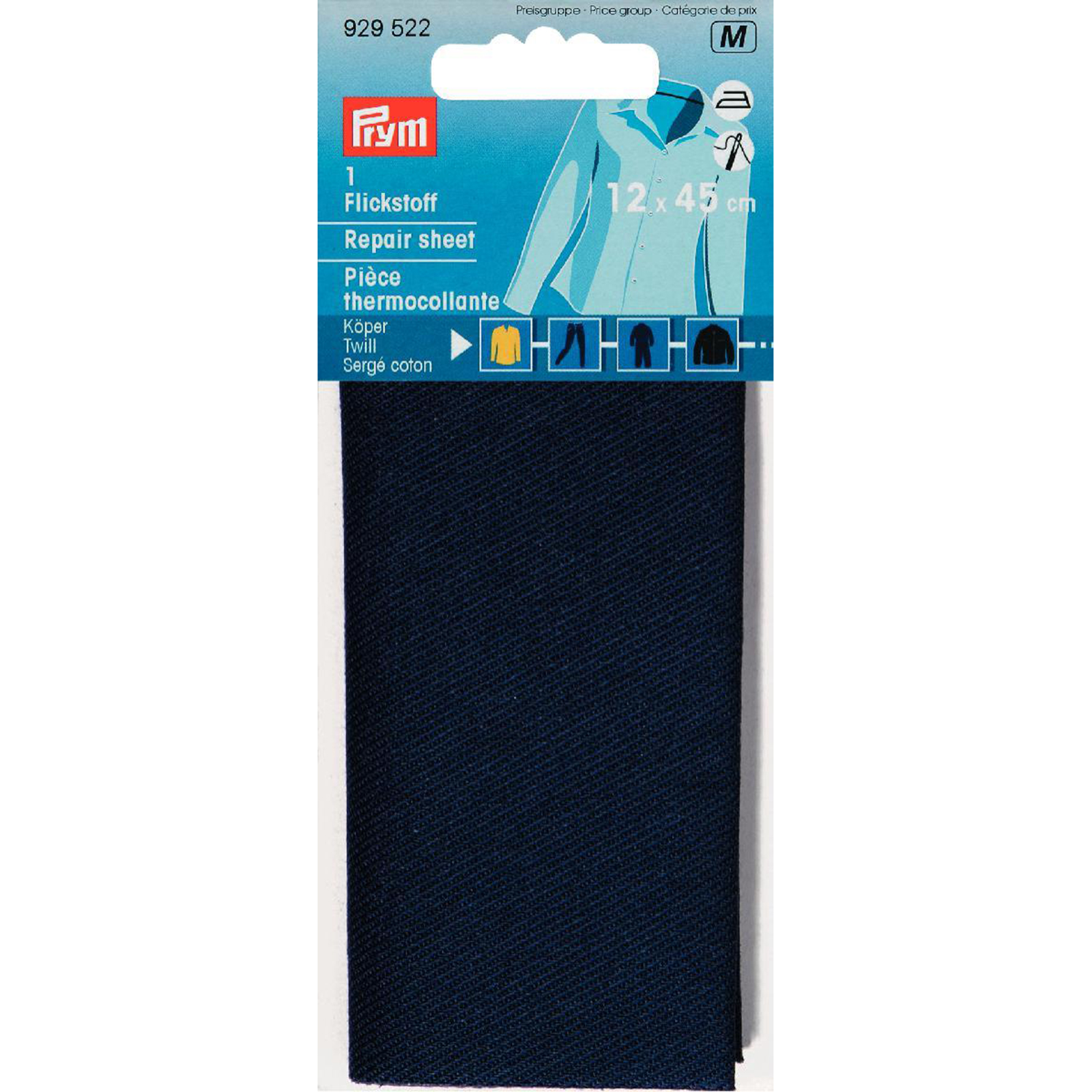 Prym 929522 Verstelstuk keper (opstrijkbaar) 12 x 45 cm blauw - Kaart