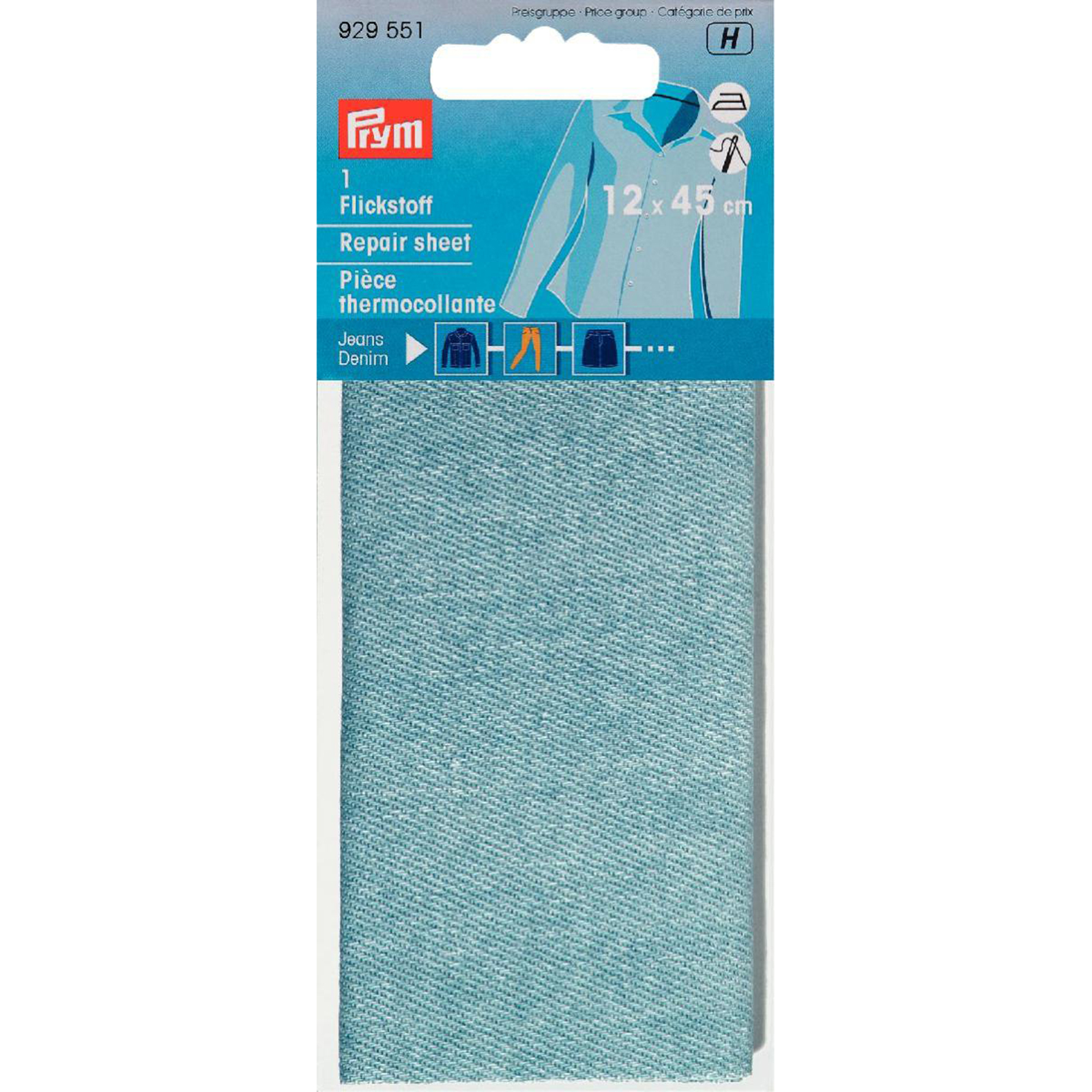 Prym 929551 Verstelstuk jeans (opstrijkbaar) 12 x 45 cm lichtblauw - Kaart