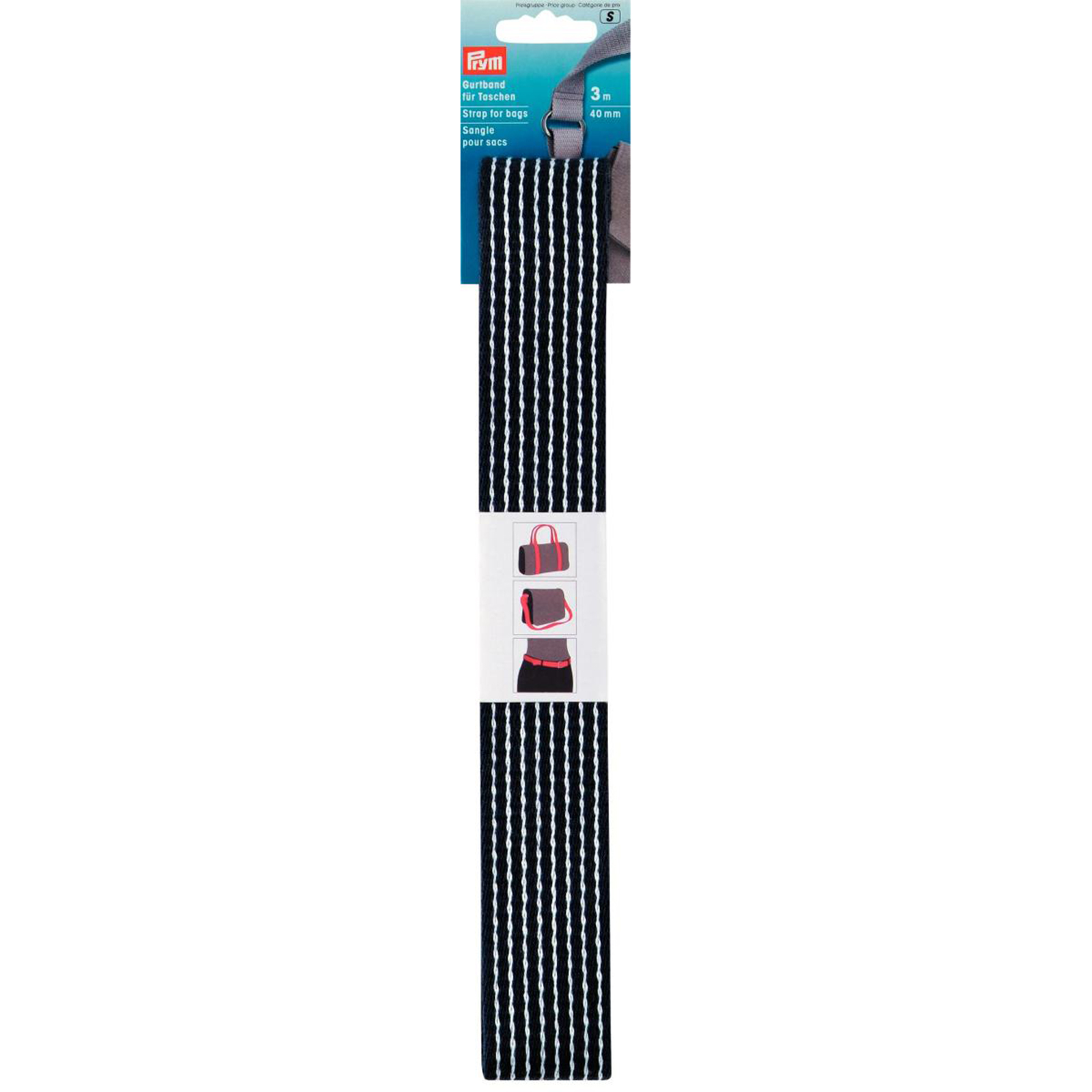 Prym 965203 Riem voor tassen 40 mm blauw/wit gestreept - Kaart