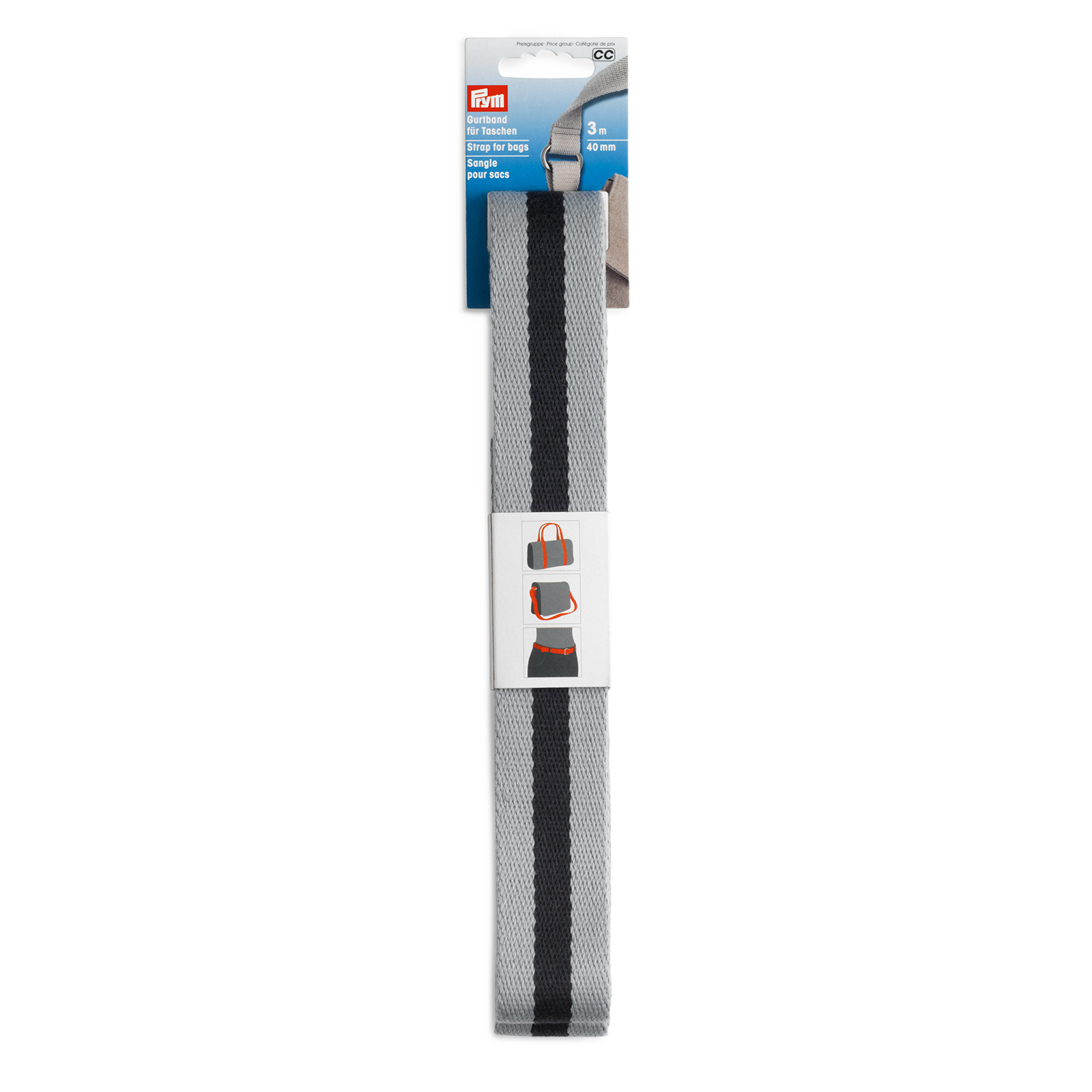 Prym 965214 Riem voor tassen 40mm grijs/blauw 3m - Kaart