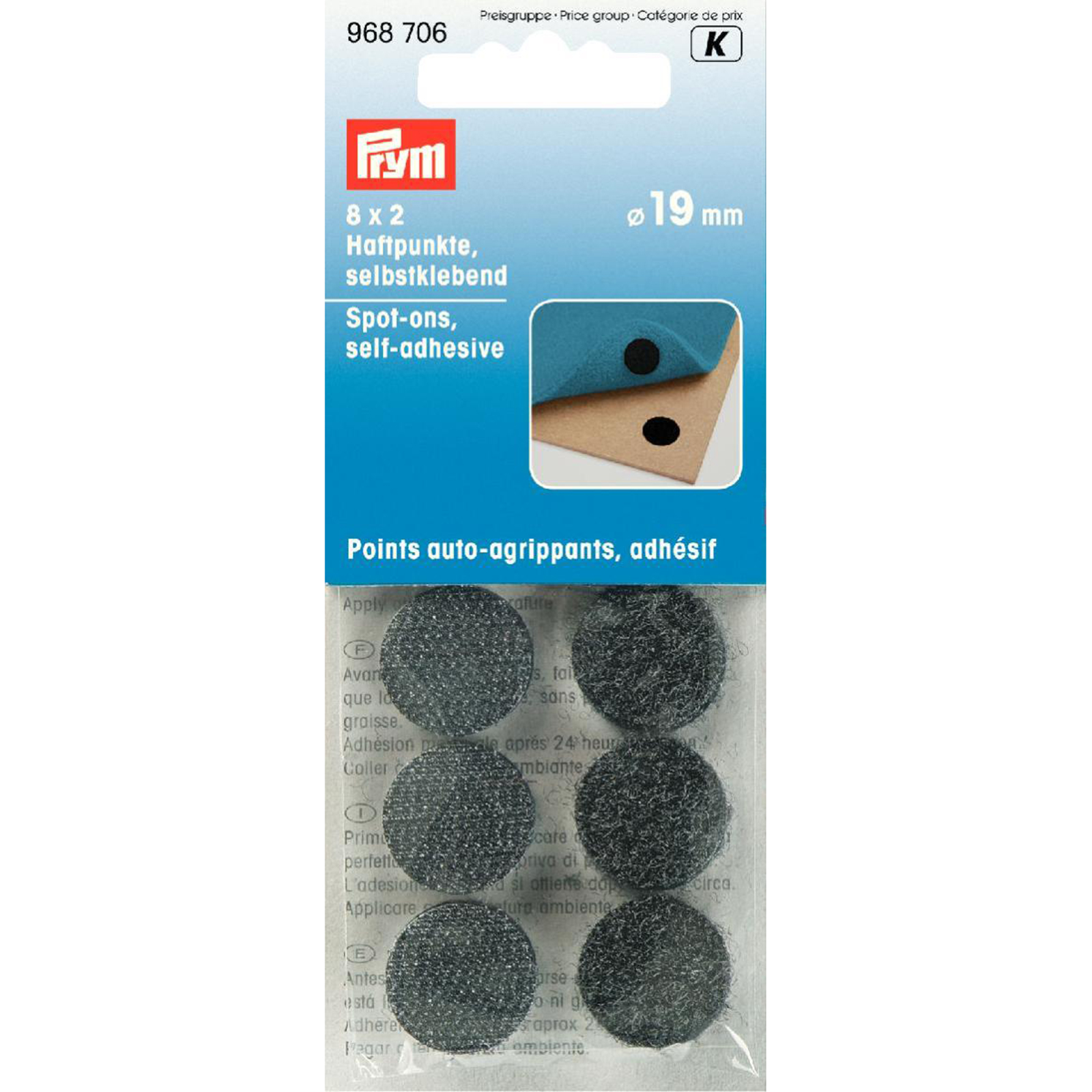 Prym 968706 Klittenbandpunten zelfklevend zwart - Kaart