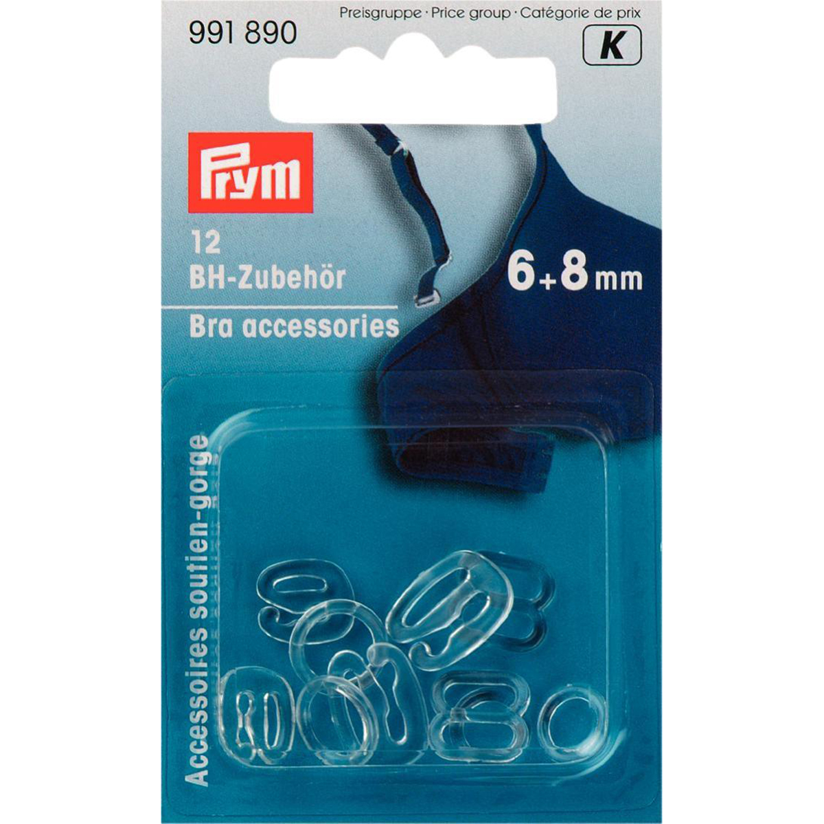 Prym 991890 BH-accessoires KST 6 + 8 mm transparant gesorteerd - Kaart