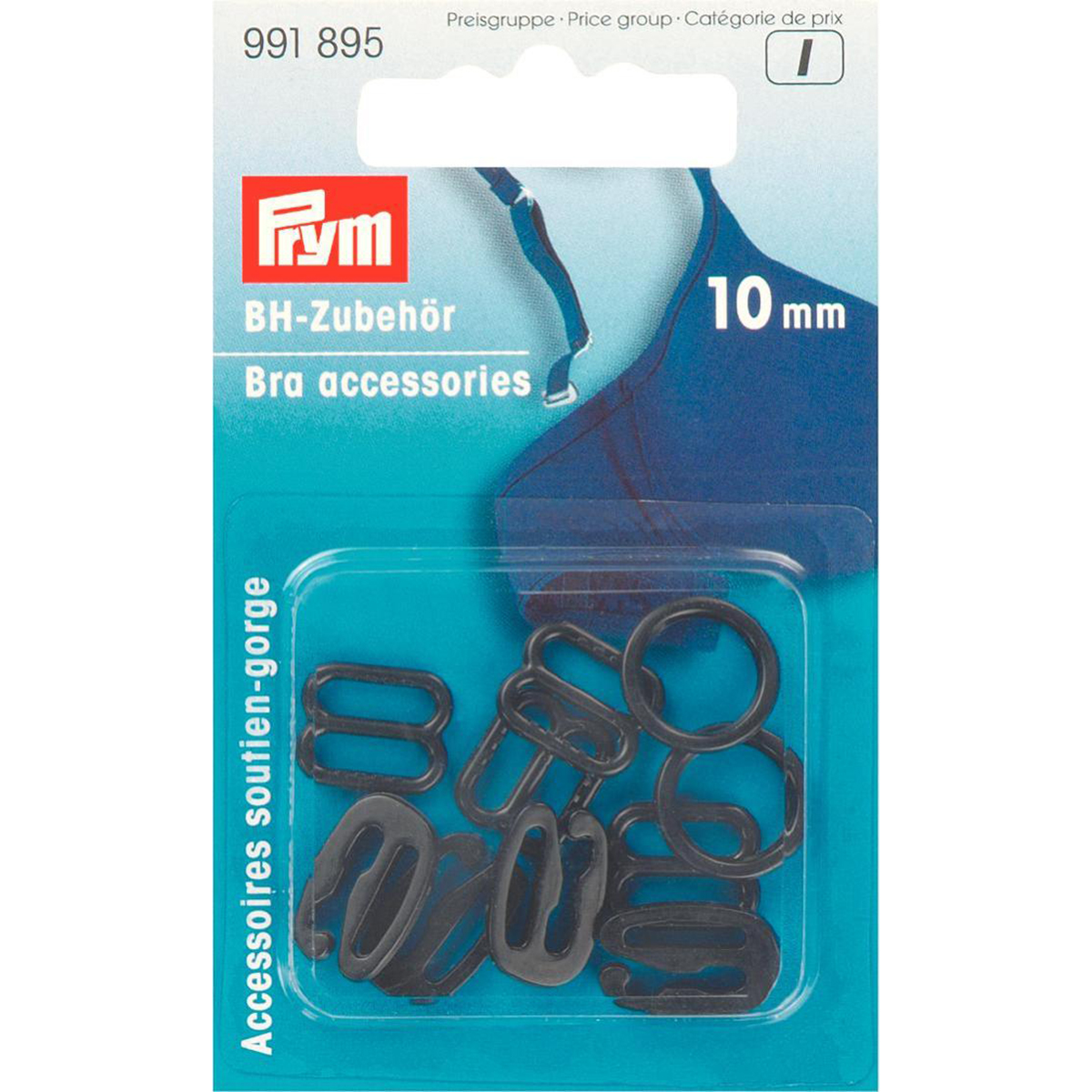 Prym 991895 BH-accessoires KST 10 mm zwart gesorteerd - Kaart