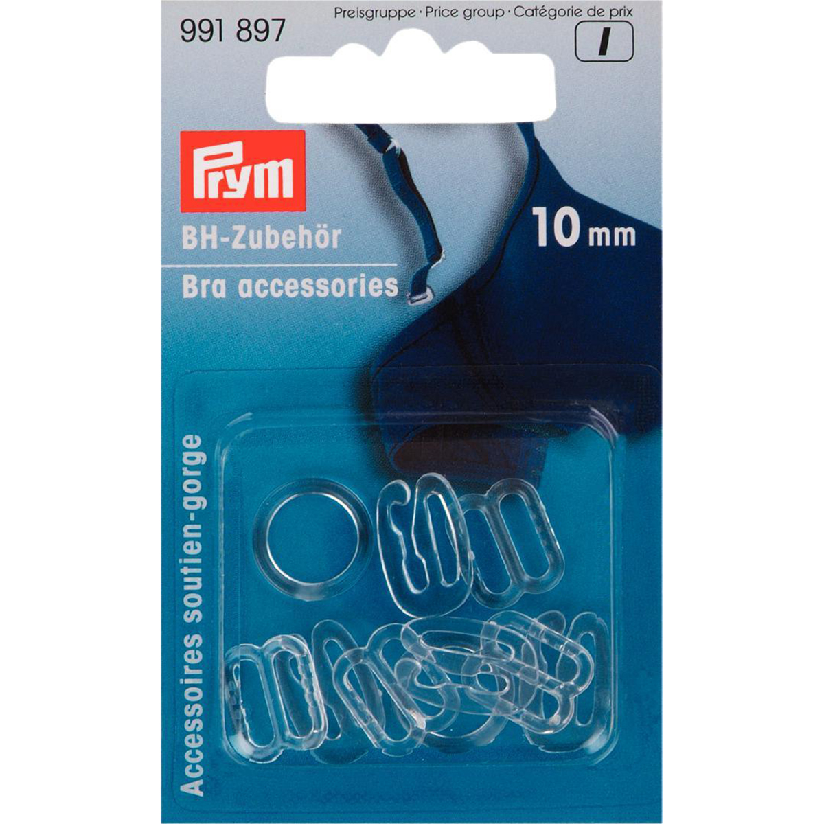 Prym 991897 BH-accessoires KST 10 mm transparant gesorteerd - Kaart
