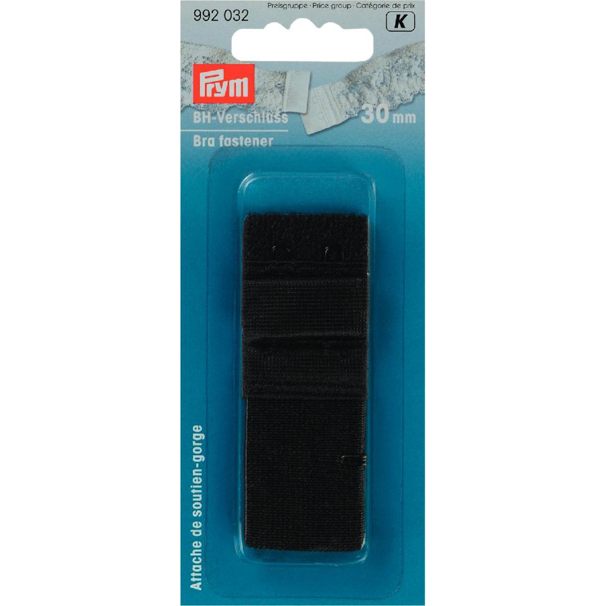 Prym 992032 BH-sluiting met huidbescherming 2 sluitstanden 30 mm zwart - Kaart