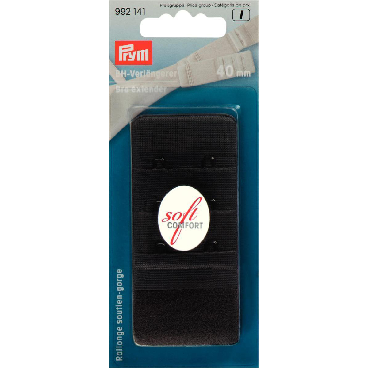 Prym 992141 BH-verlengstuk 40 mm 3 x 2 haken zwart - Kaart