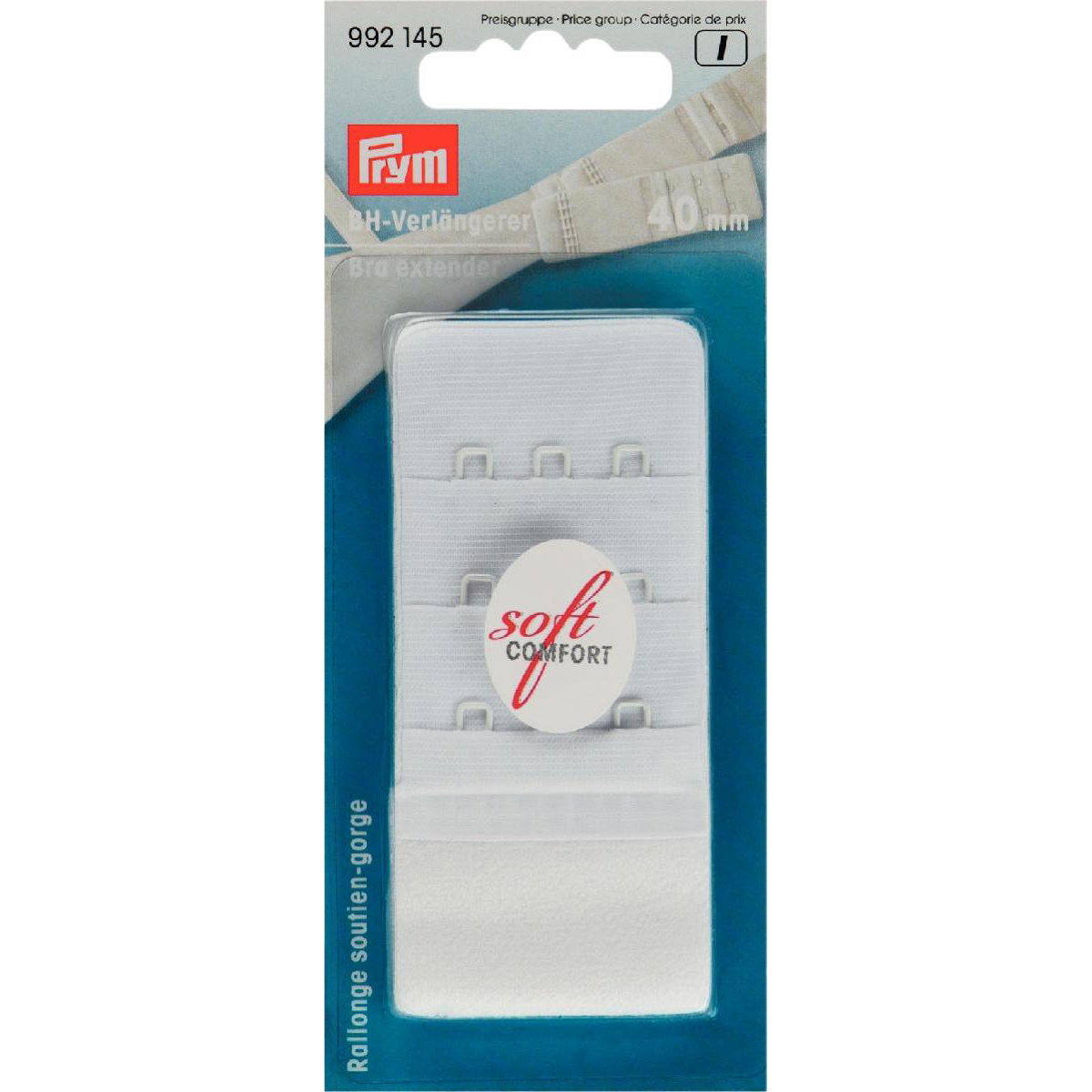 Prym 992145 BH-verlengstuk 40 mm 3 x 3 haken wit - Kaart