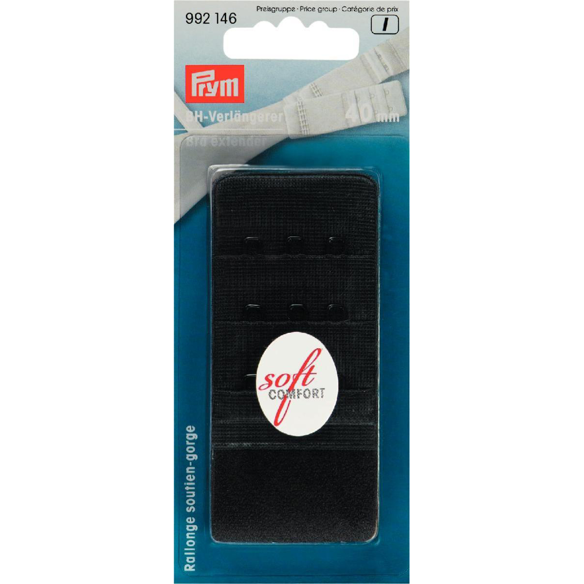 Prym 992146 BH-verlengstuk 40 mm 3 x 3 haken zwart - Kaart