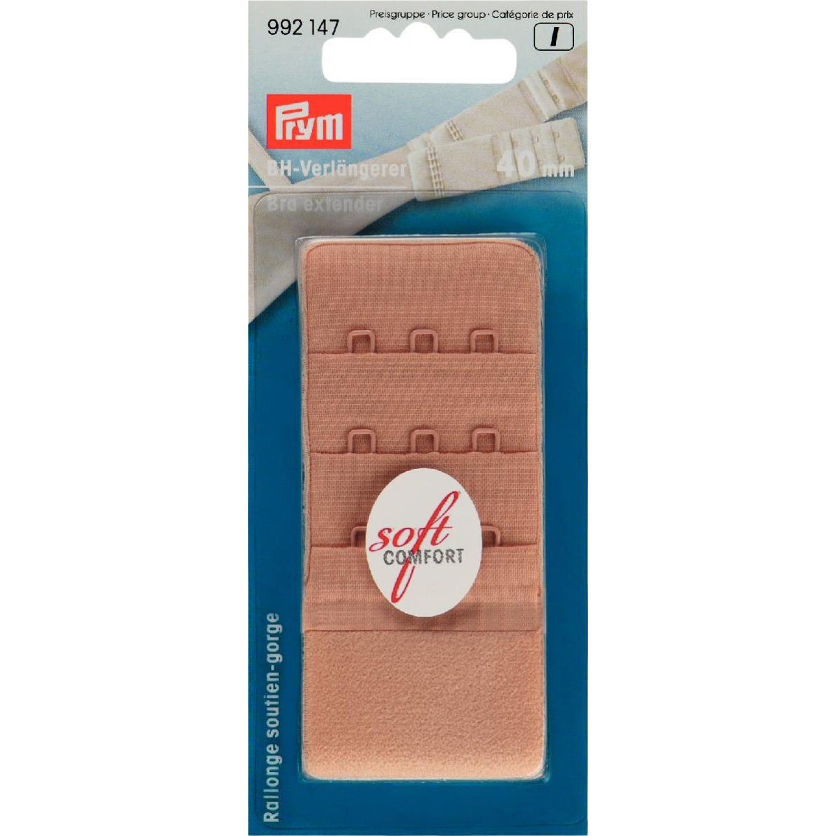Prym 992147 BH-verlengstuk 40 mm 3 x 3 haken huidkleurig - Kaart