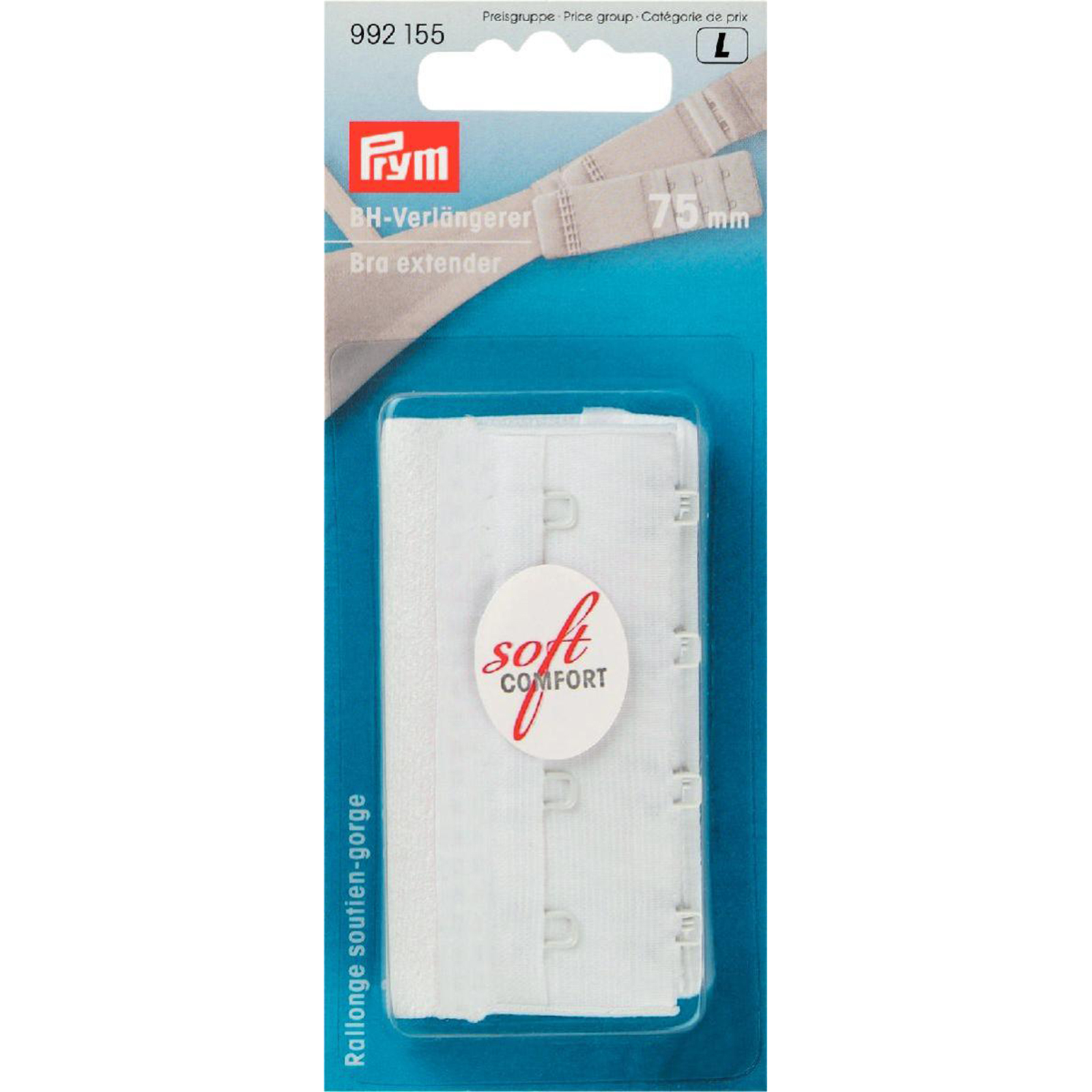 Prym 992155 BH-verlengstuk 75 mm 3 x 4 haken wit - Kaart