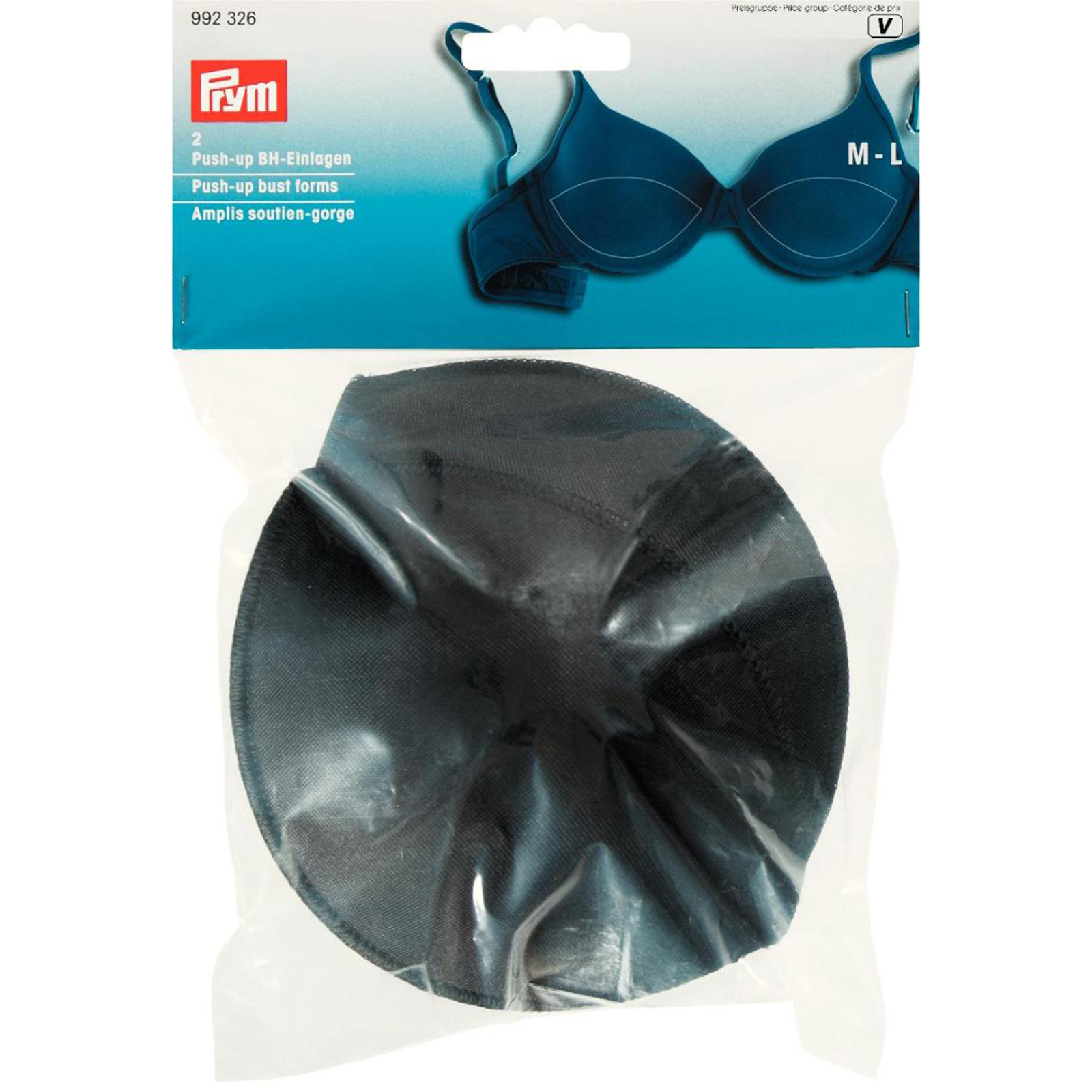 Prym 992326 Push-up BH-inlegcups één maat zwart - Kaart
