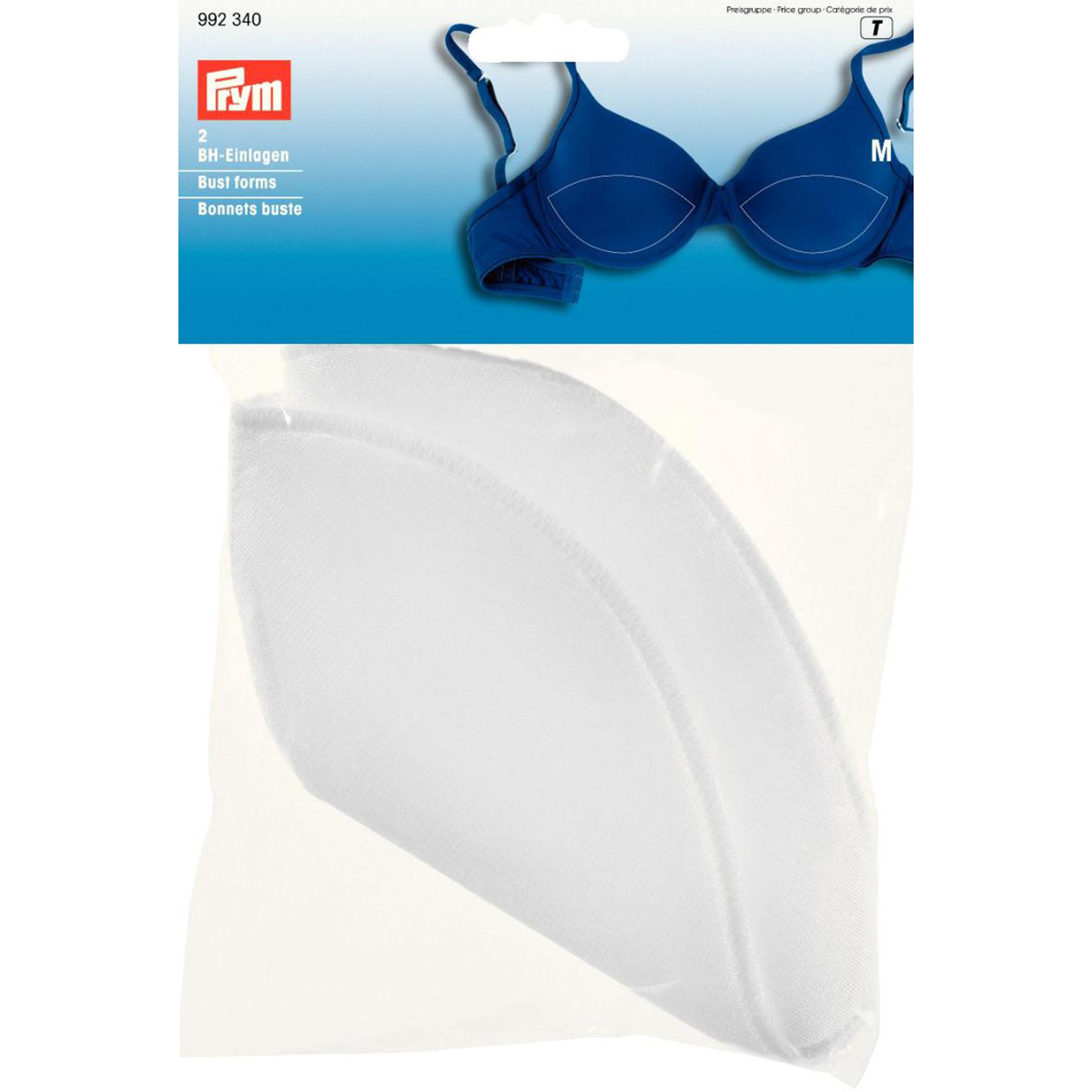 Prym 992340 BH-inlegcups maat M wit, overtrokken met 100% polyamide - Kaart