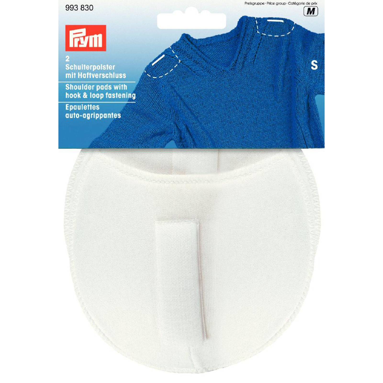 Prym 993830 Schoudervullingen met klittenband raglan S wit - Kaart