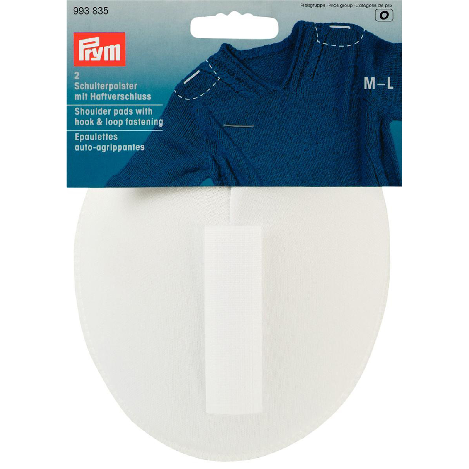 Prym 993835 Schoudervullingen met klittenband raglan M-L wit - Kaart