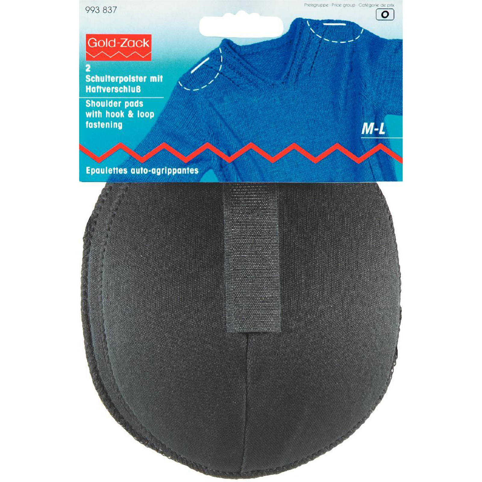 Prym 993837 Schoudervullingen met klittenband raglan M-L zwart - Kaart