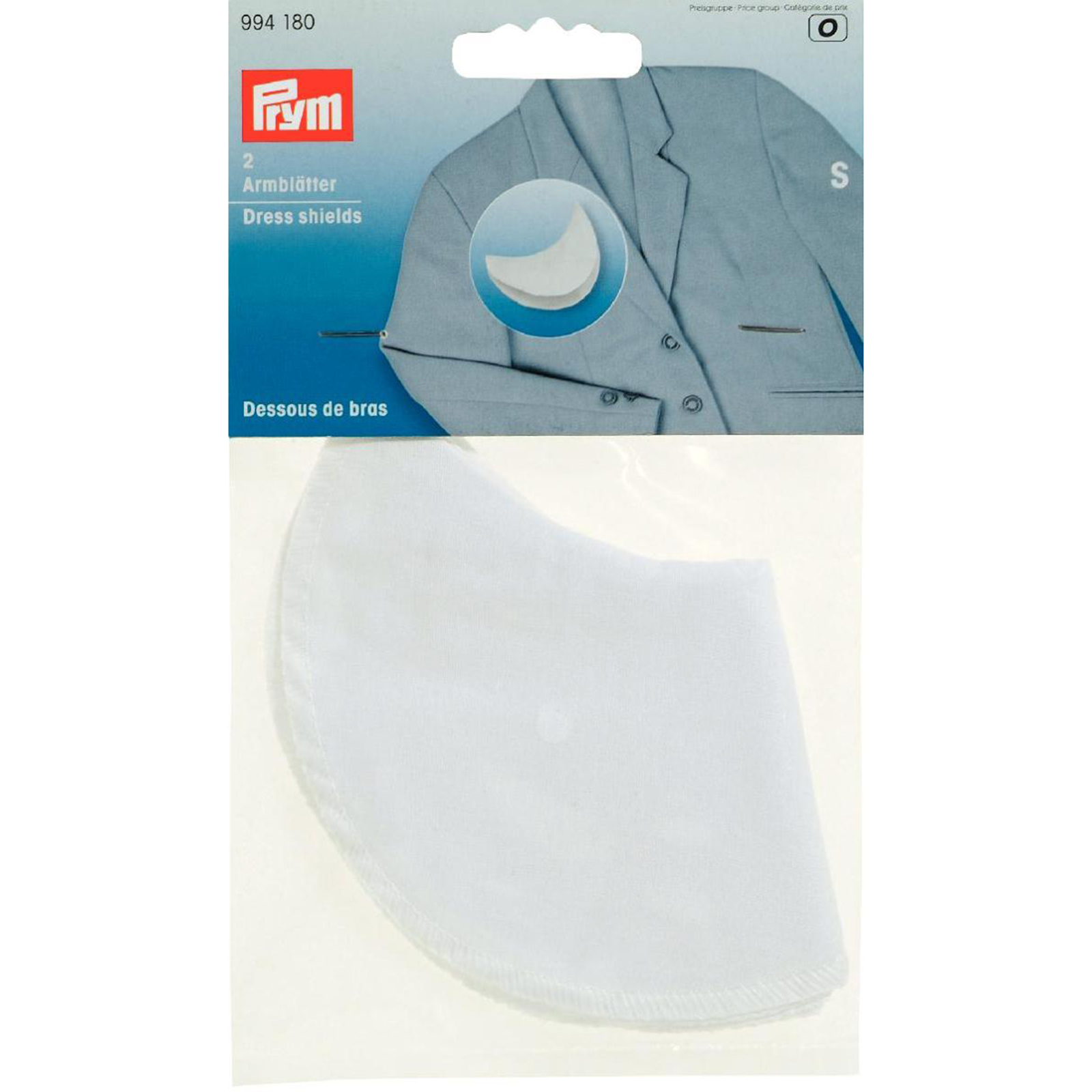 Prym 994180 Sous-bras, Gr. S, wit, 100 % katoen - Kaart