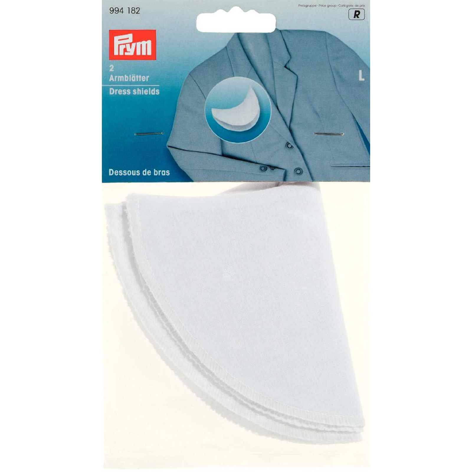 Prym 994182 Sous-bras, Gr. L, wit, 100 % katoen - Kaart