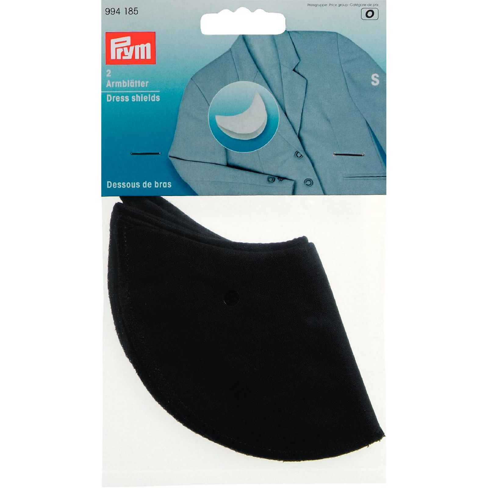 Prym 994185 Sous-bras, Gr. S, zwart, 100 % katoen - Kaart