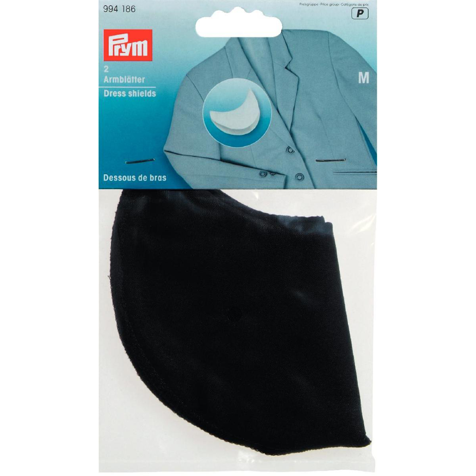 Prym 994186 Sous-bras, Gr. M, zwart, 100 % katoen - Kaart