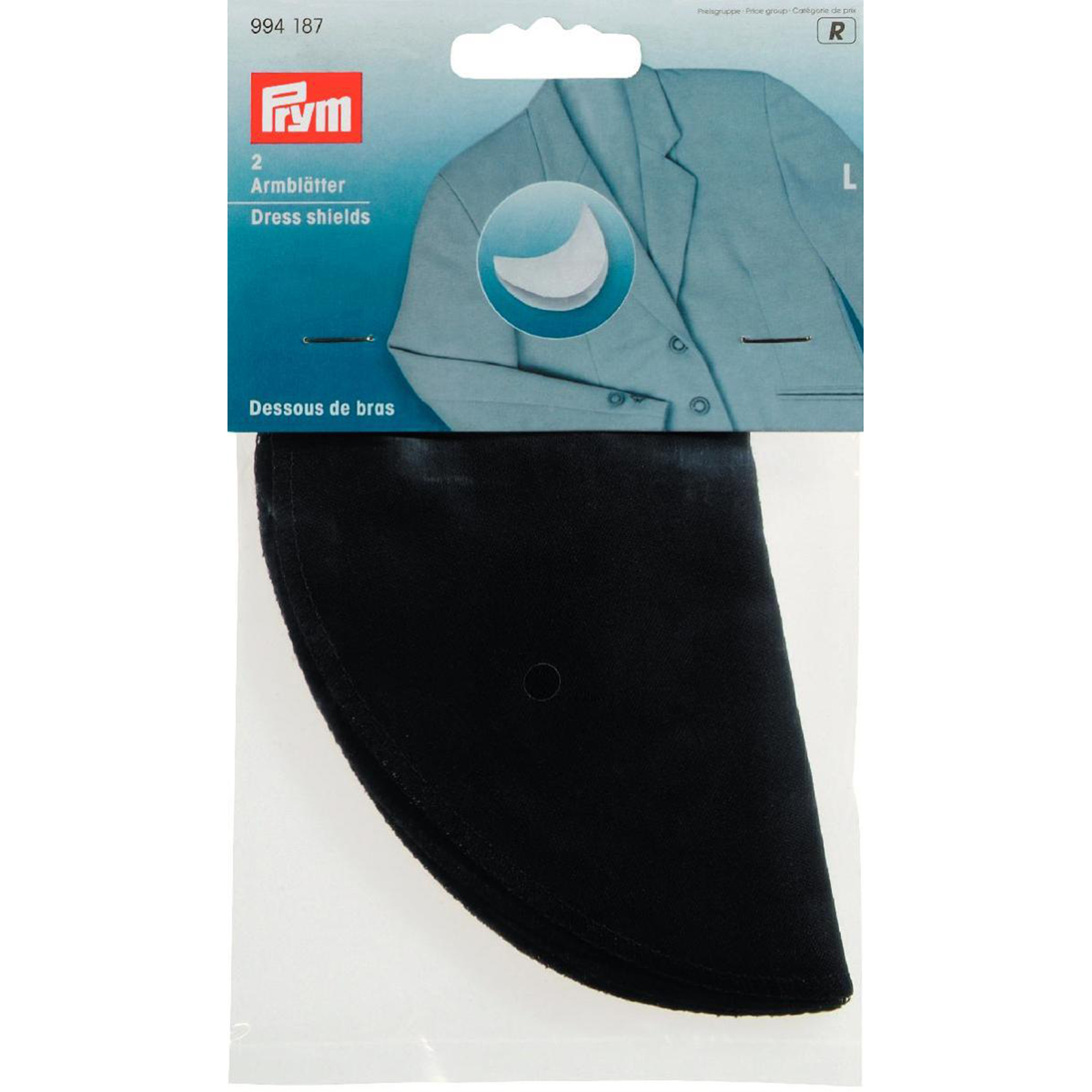 Prym 994187 Sous-bras, Gr. L, zwart, 100 % katoen - Kaart