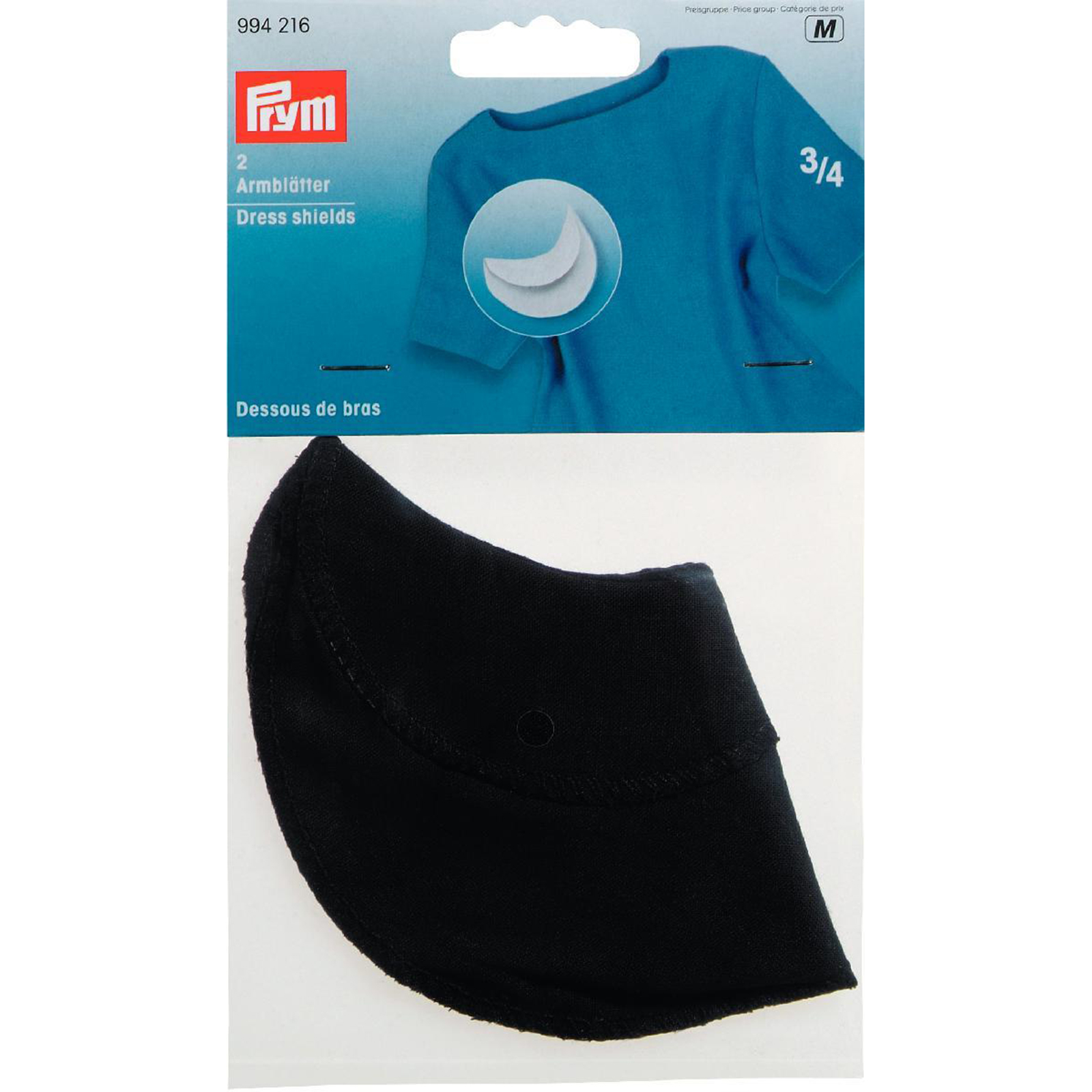 Prym 994216 Sous-bras, Gr. 3/4, zwart, 100 % katoen - Kaart