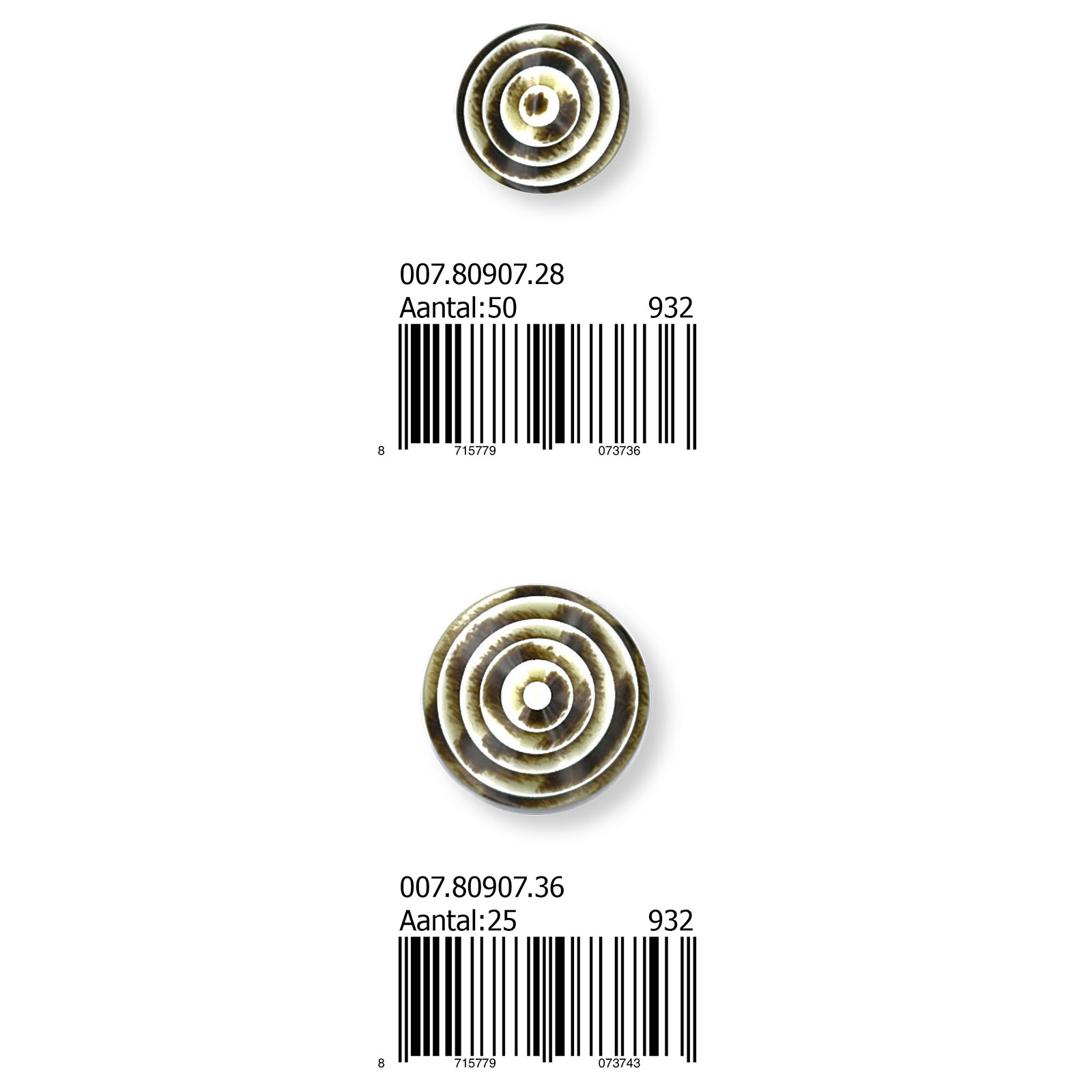 Restyle 007.80907.36 Knopen achtersteek 22 mm - Kleur 932