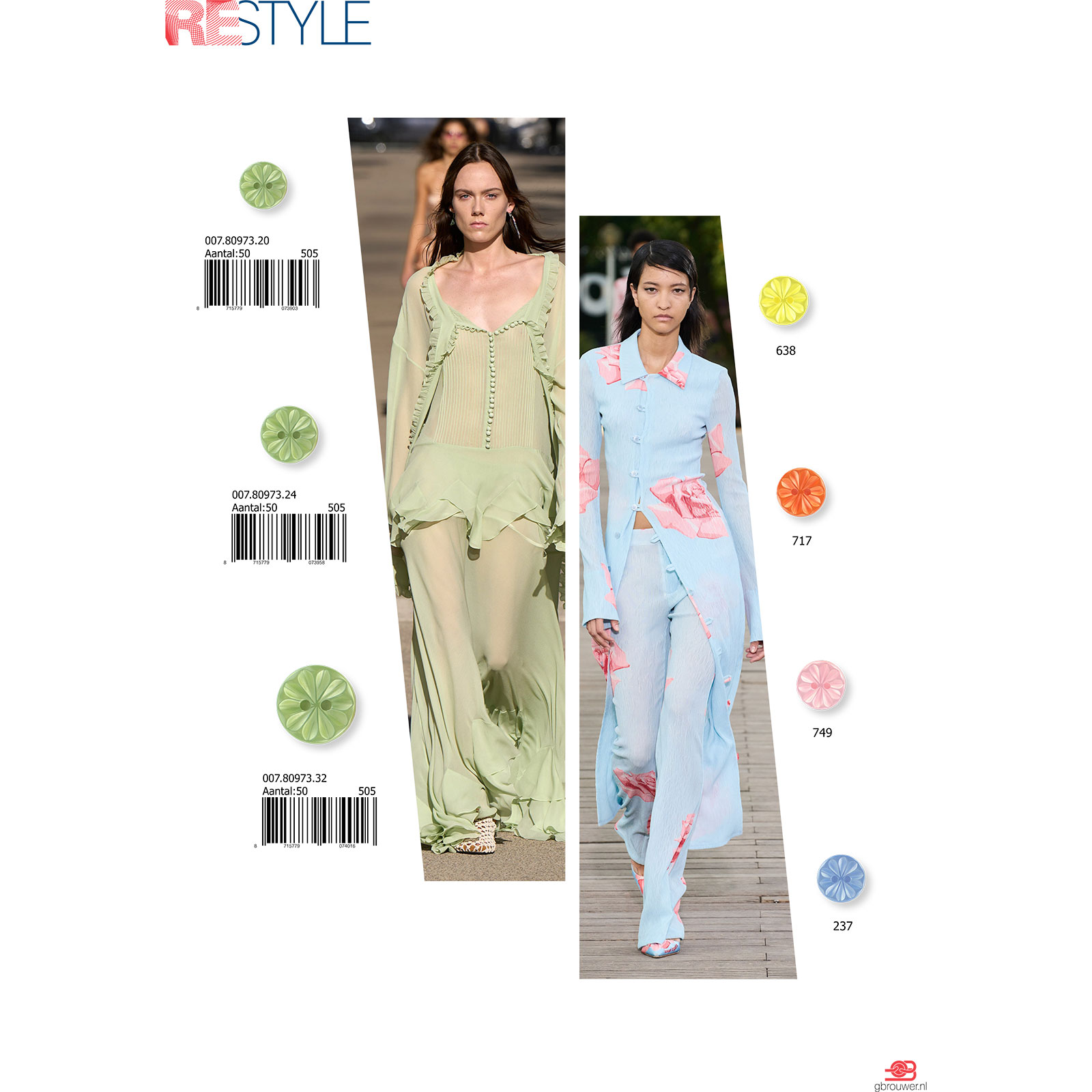 Restyle 007.80973.32 Knopen 2 gaats 20 mm - Kleur 089