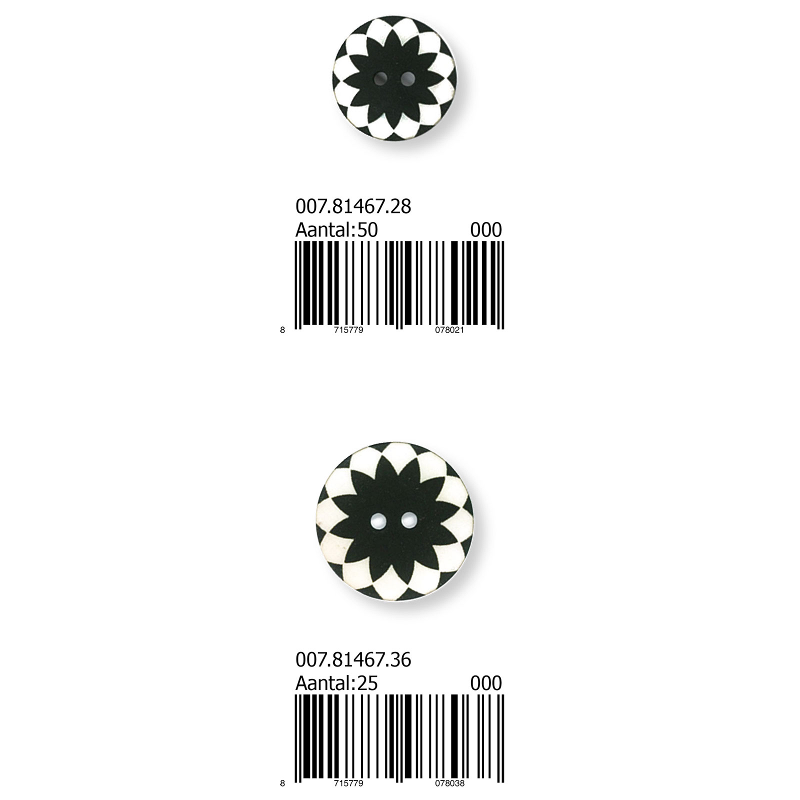 Restyle 007.81467.36 Fashion knopen 2 gaats 22 mm - Kleur 000