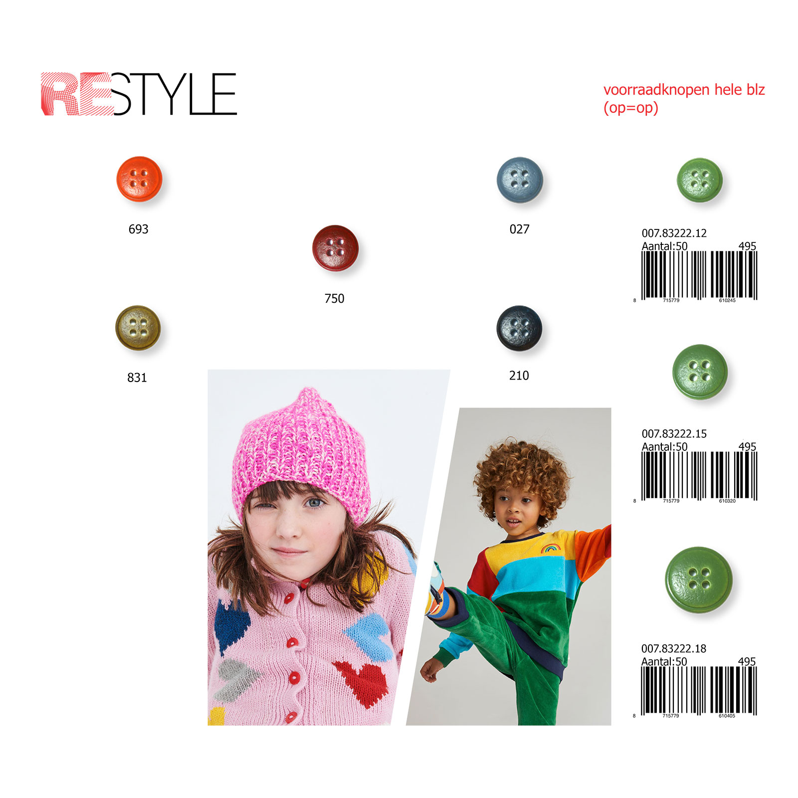 Restyle 007.83222.12 Knopen 4 gaats 12 mm - Kleur 150