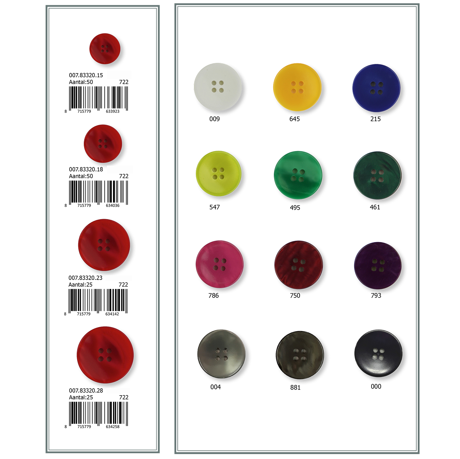 Restyle 007.83320.28 4 Gaatsknopen 4 gaats 28 mm - Kleur 001