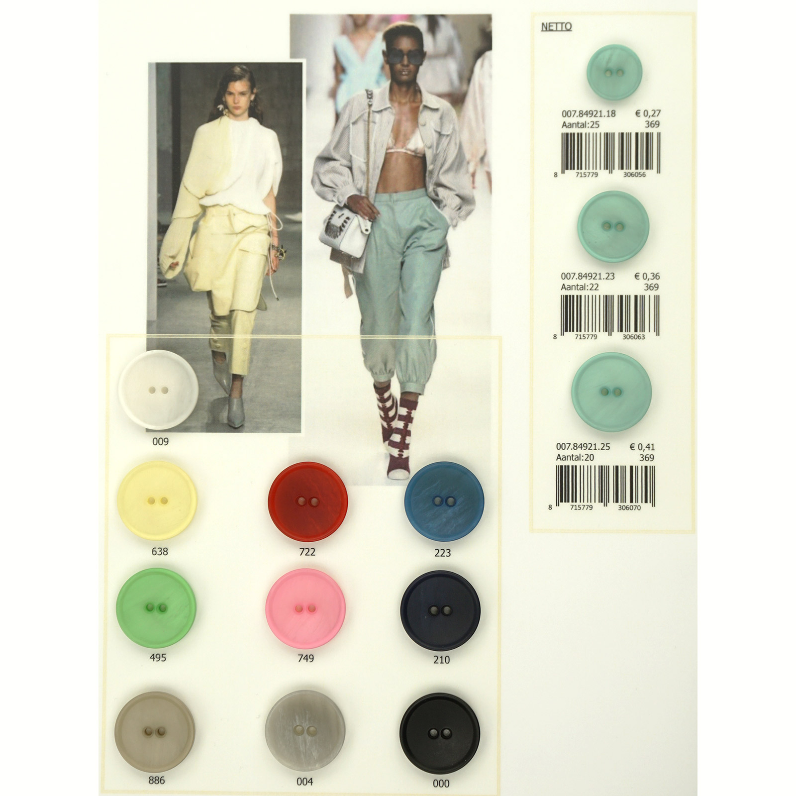 Restyle 007.84921.23 Unigekleurde knopen 2 gaats 23mm - Kleur 722