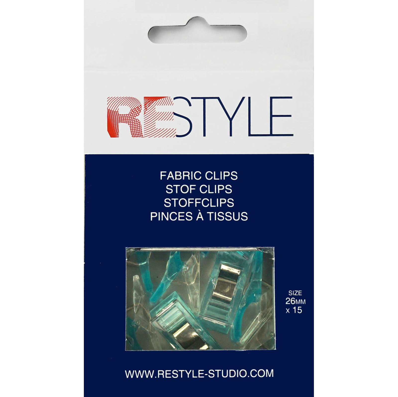 ReStyle Stof clips 26 mm, 15 stuks  in handige opbergbox - Kaart