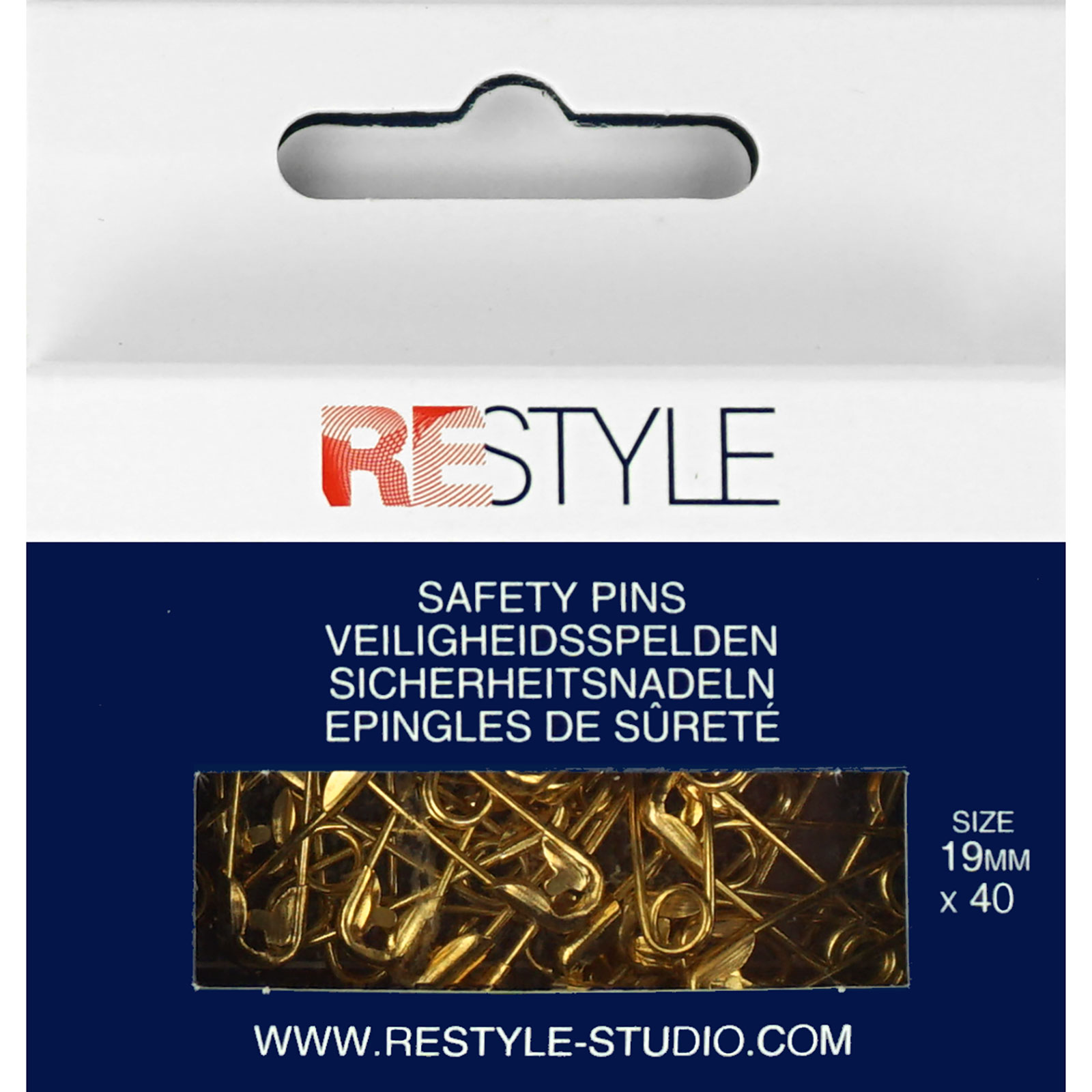 ReStyle Veiligheidsspelden 19 mm goud, 40 stuks - Kaart