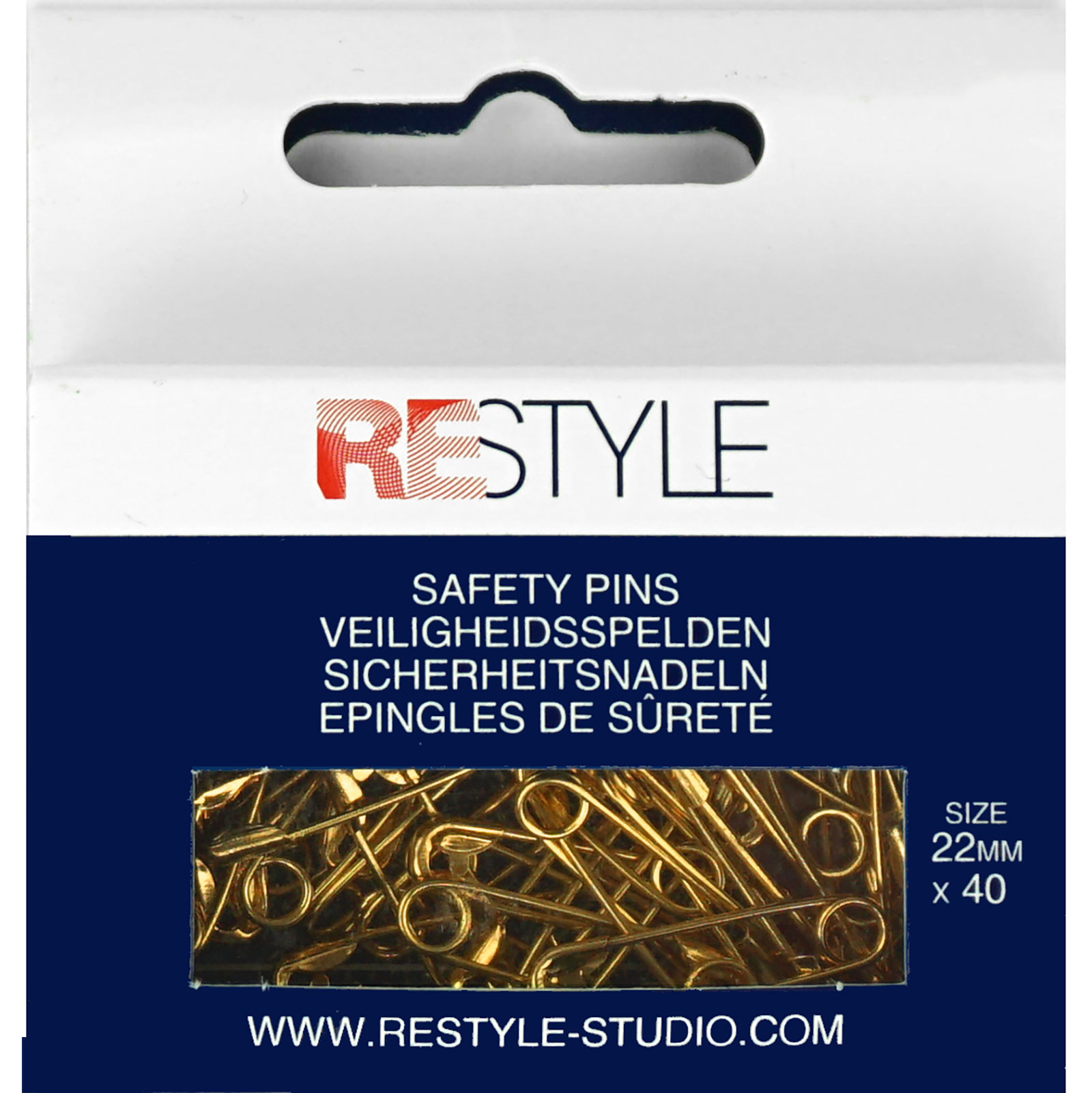ReStyle Veiligheidsspelden 22 mm goud, 40 stuks - Kaart