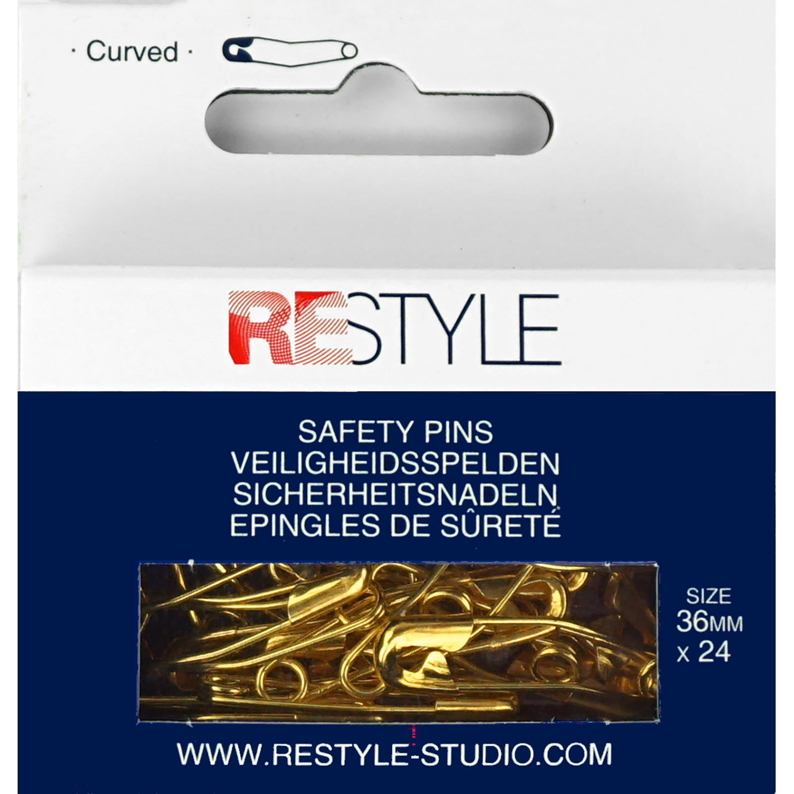 ReStyle Veiligheidsspelden gebogen 27 mm, 36 stuks - Kaart