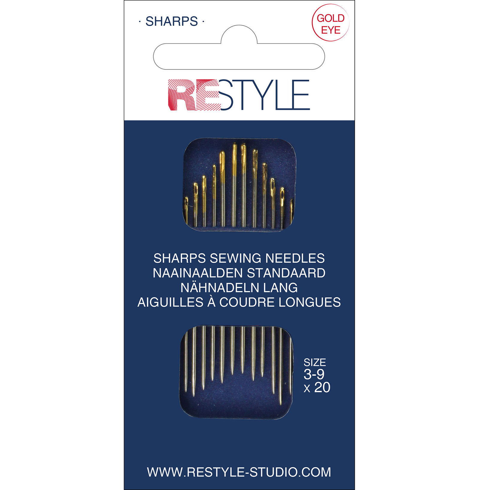 ReStyle Sharps naainaalden standaard 3 -9, 20 stuks - Kaart