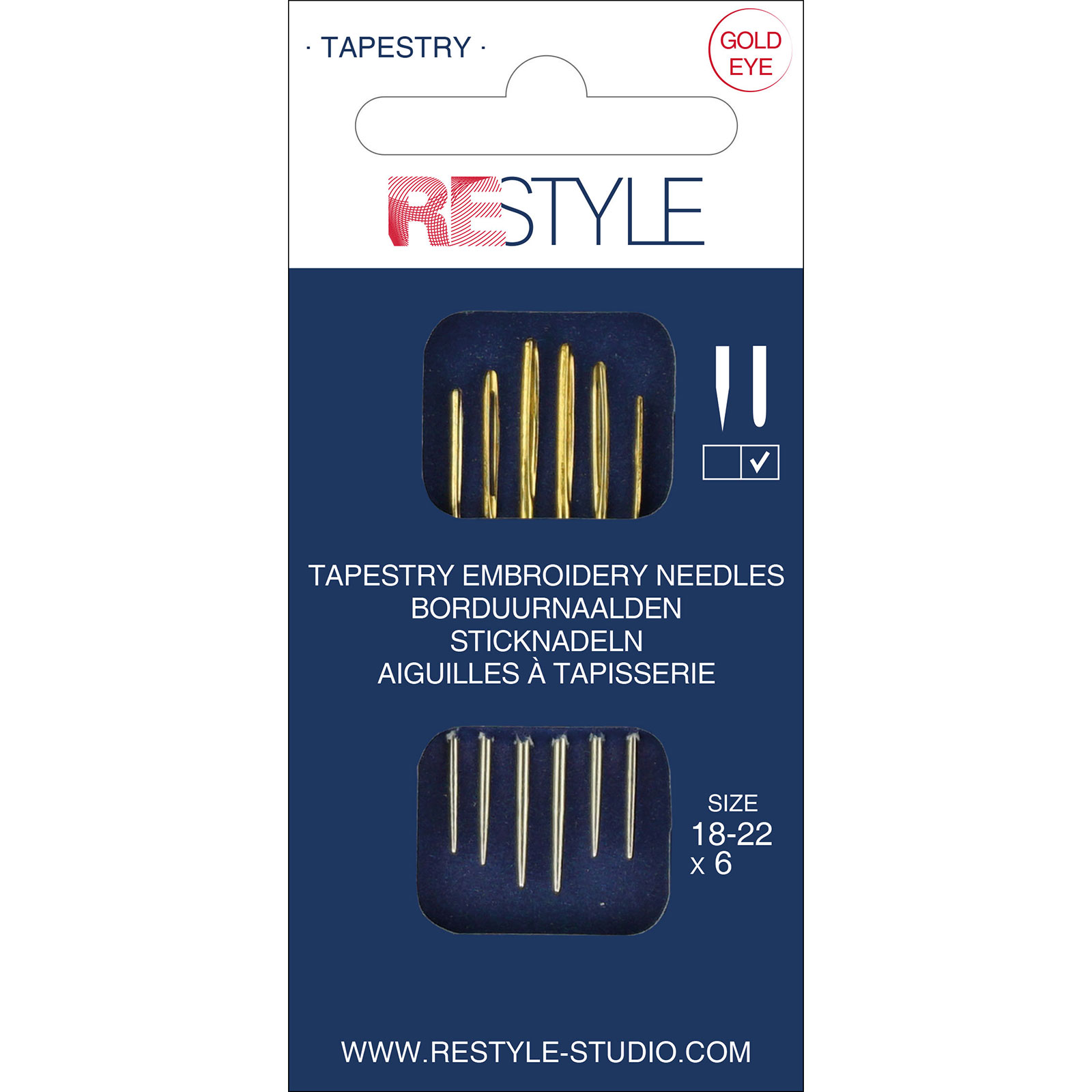 ReStyle Borduurnaalden met ronde punt 18 - 22, 6 stuks - Kaart