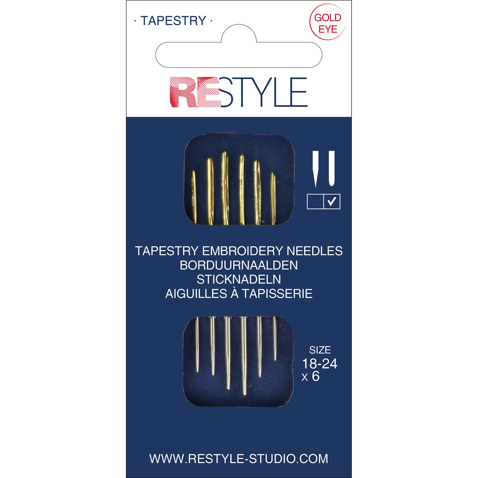ReStyle Borduurnaalden met ronde punt 18 - 24, 6 stuks - Kaart